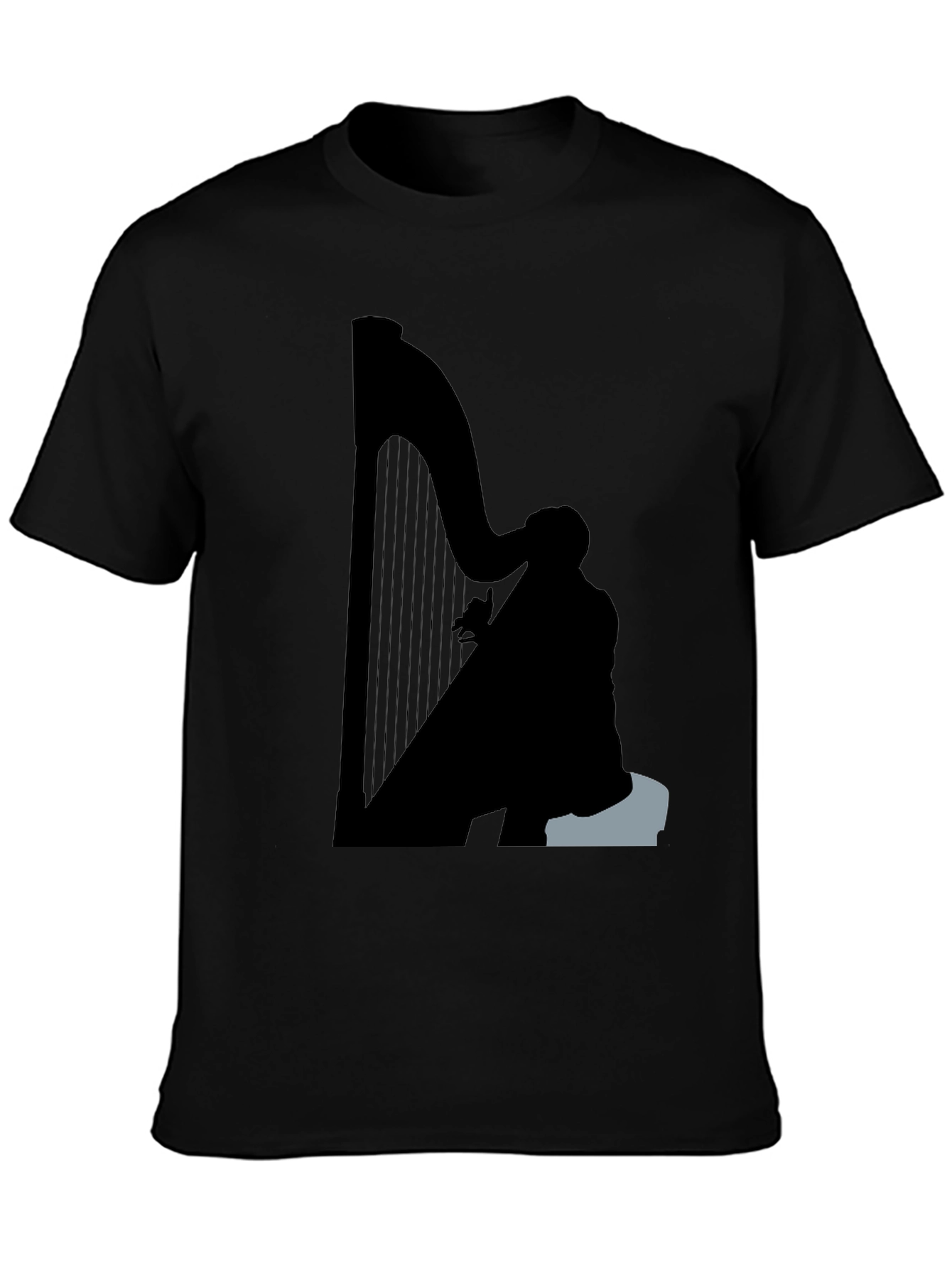 Silhouette Harp Player Graphic Tee - Black