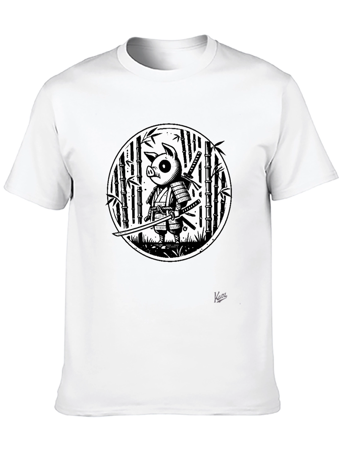 Pig Samurai Graphic Black T-Shirt - Unique Design
