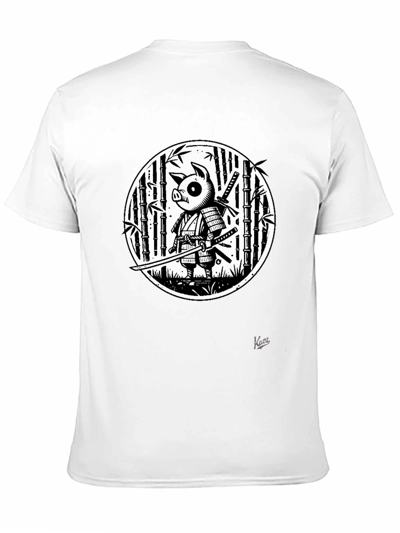 Pig Samurai Graphic Black T-Shirt - Unique Design