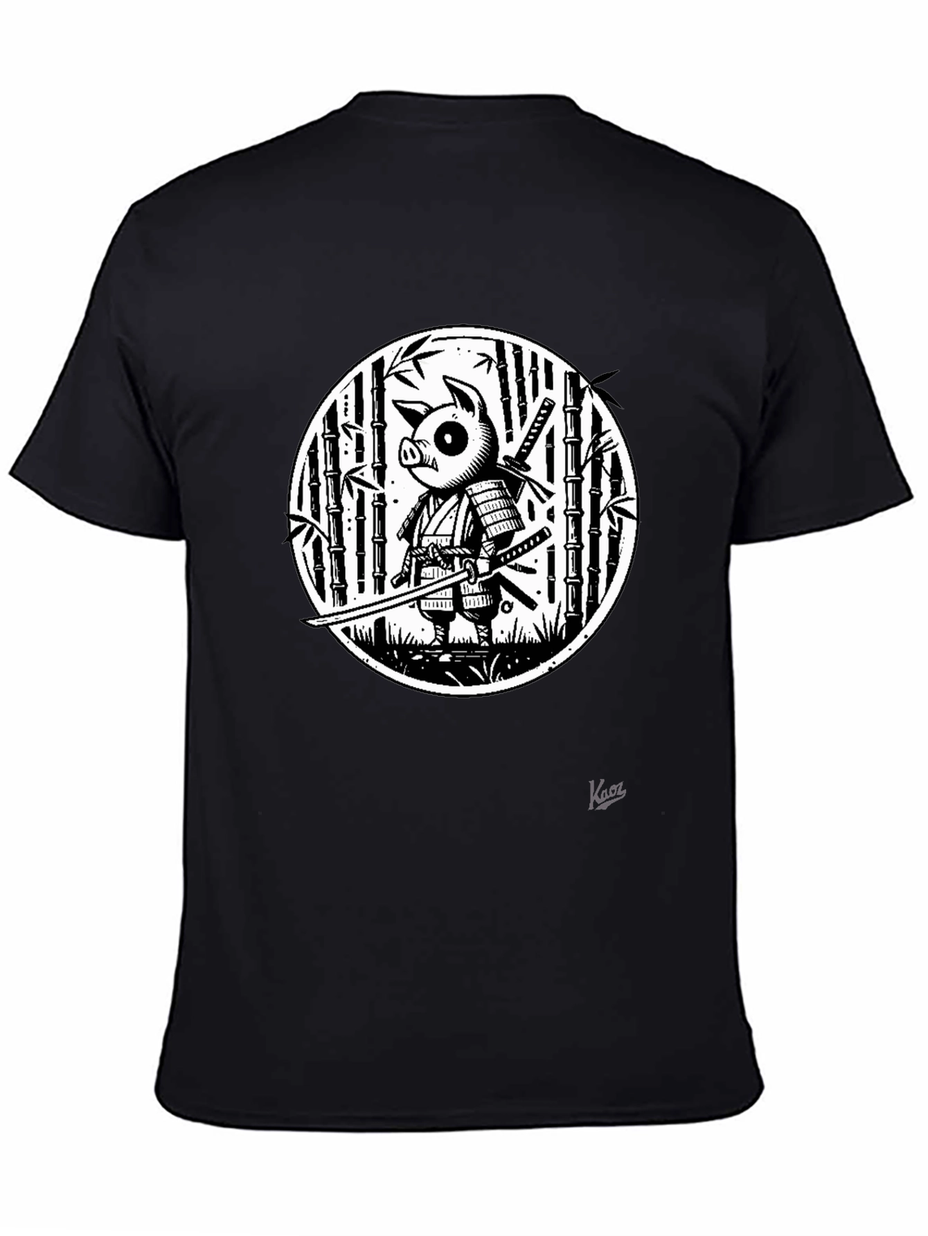 Pig Samurai Graphic Black T-Shirt - Unique Design