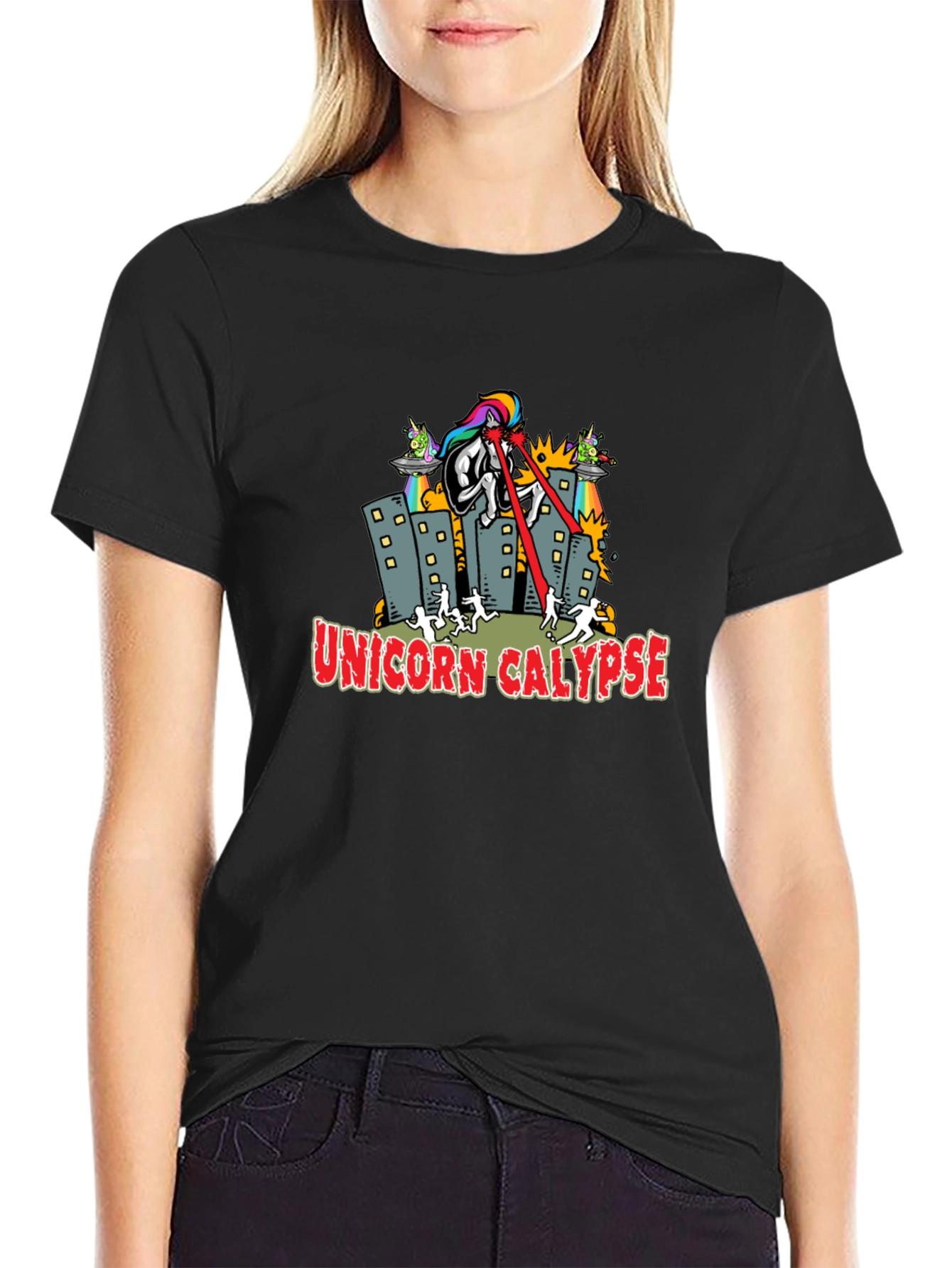 Unicorn Calypse Black Graphic Tee