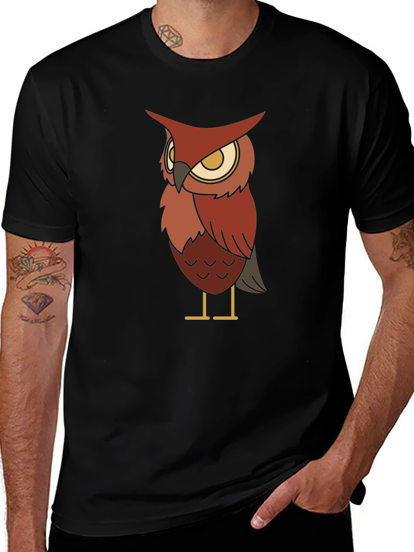 Owl Graphic Black T-Shirt for Men