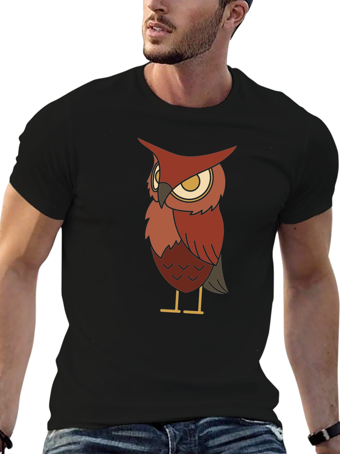 Owl Graphic Black T-Shirt for Men