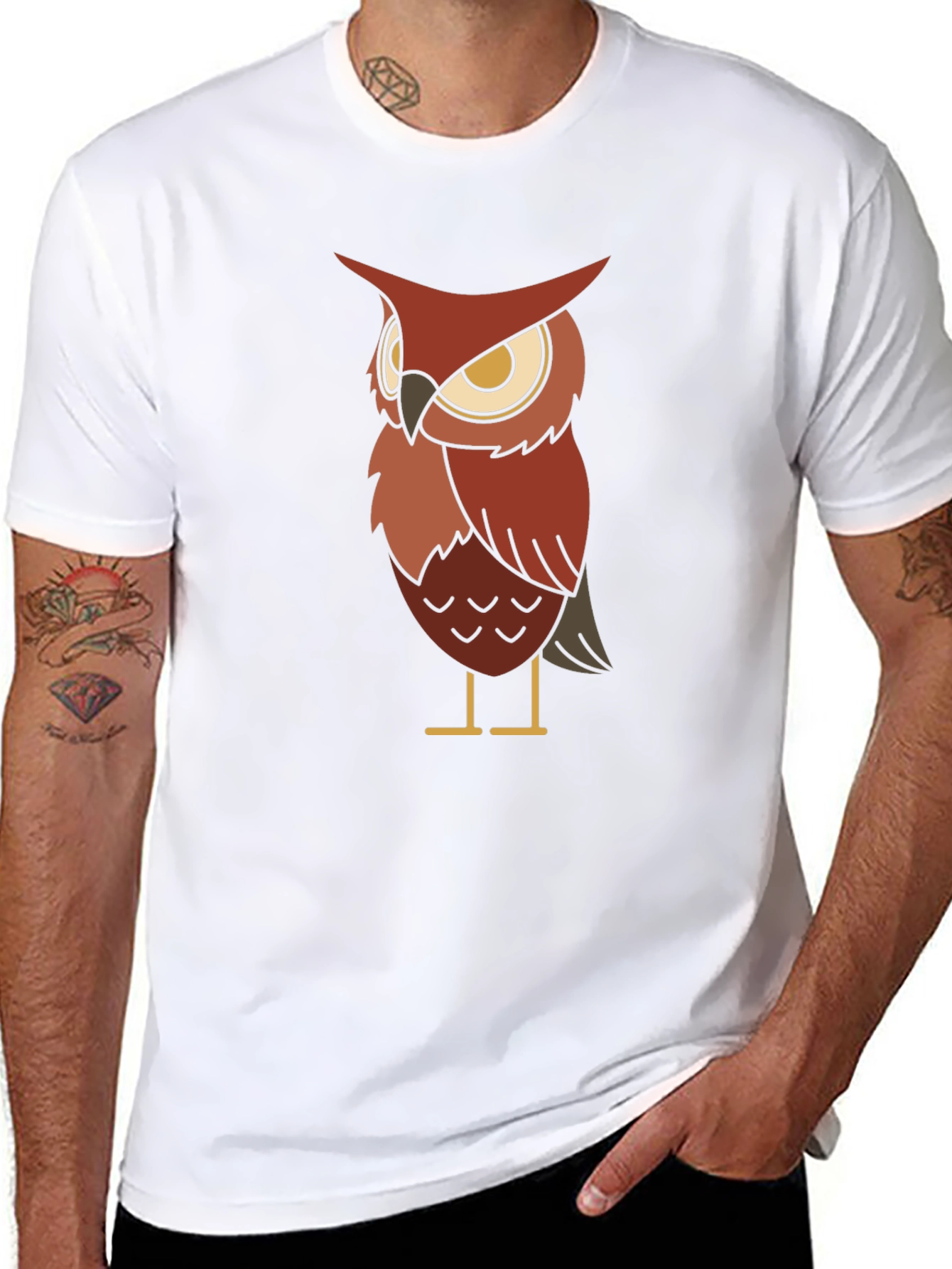 Owl Graphic Black T-Shirt for Men