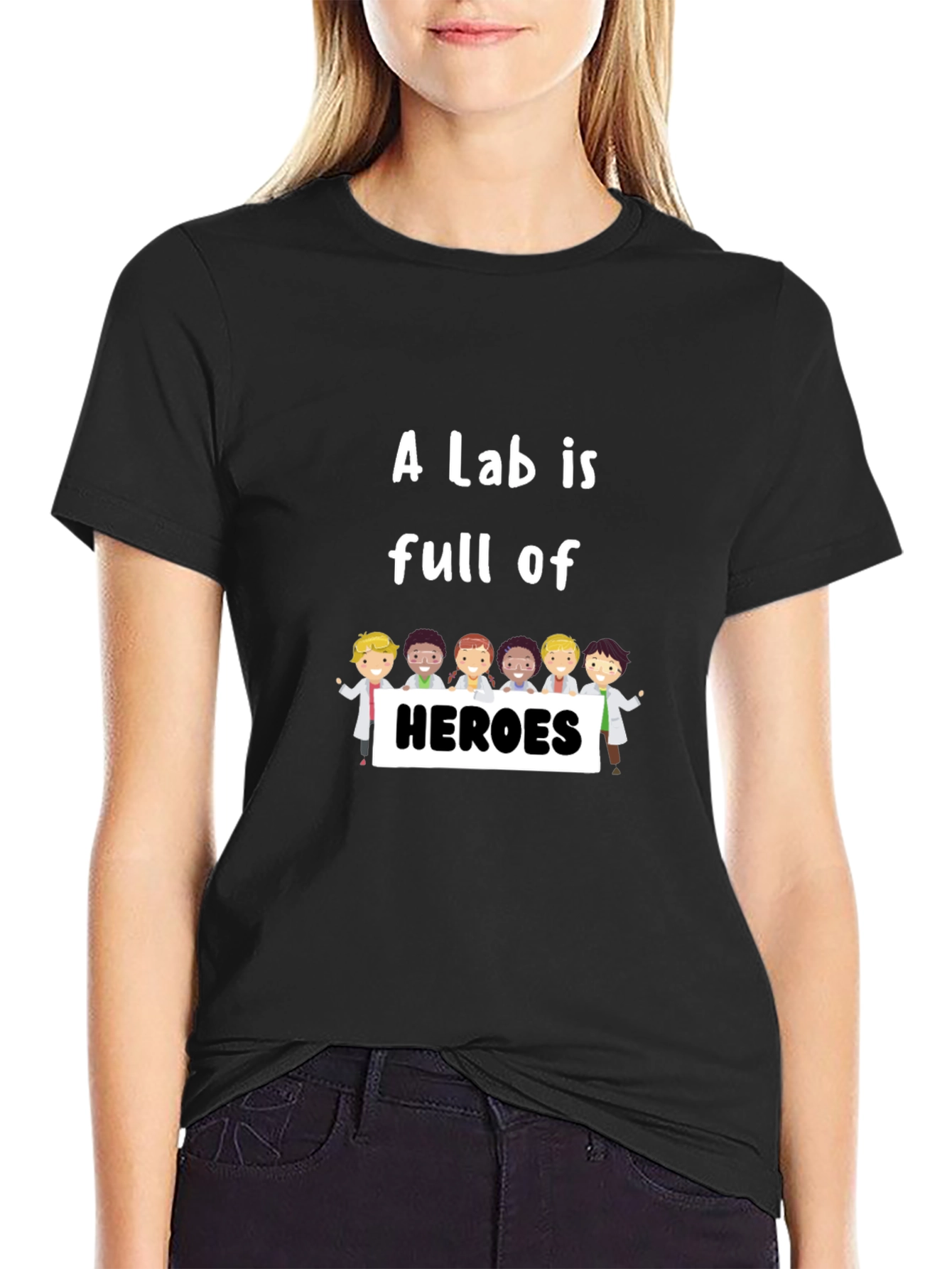 Lab Heroes T-Shirt - Black Crew Neck Graphic Tee