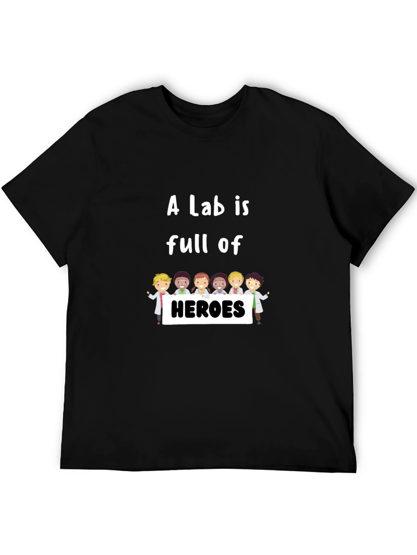 Lab Heroes T-Shirt - Black Crew Neck Graphic Tee