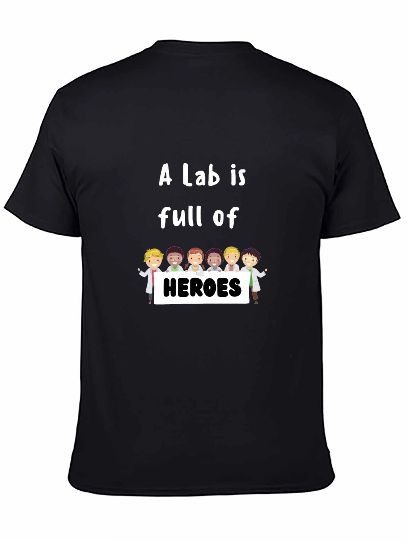 Lab Heroes T-Shirt - Black Crew Neck Graphic Tee