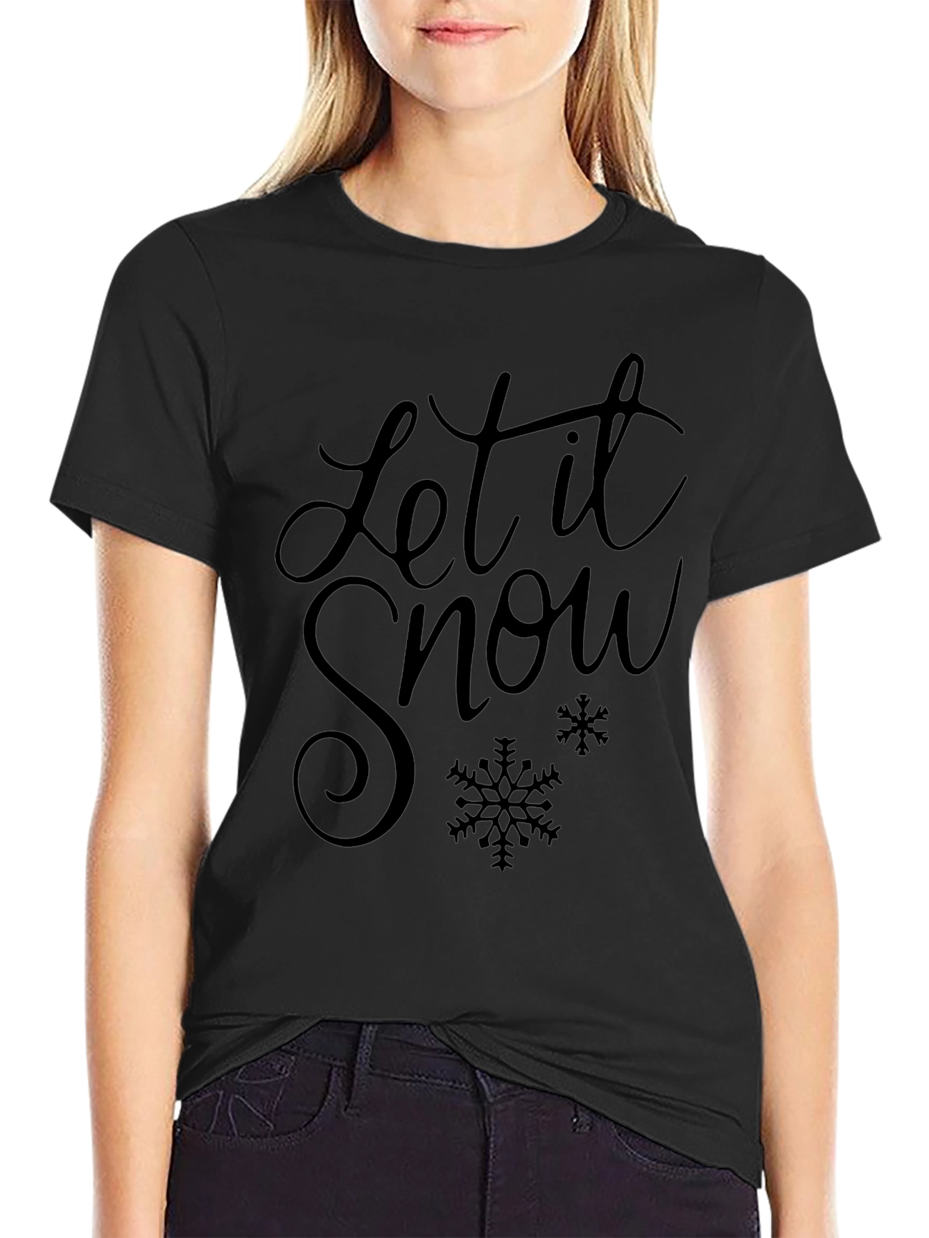 Let It Snow Black Graphic Tee
