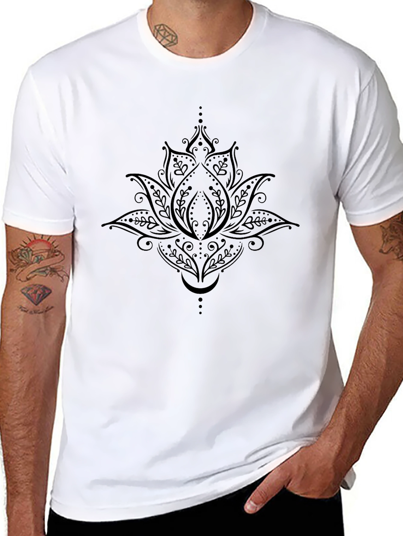 Lotus Mandala Graphic Black T-Shirt