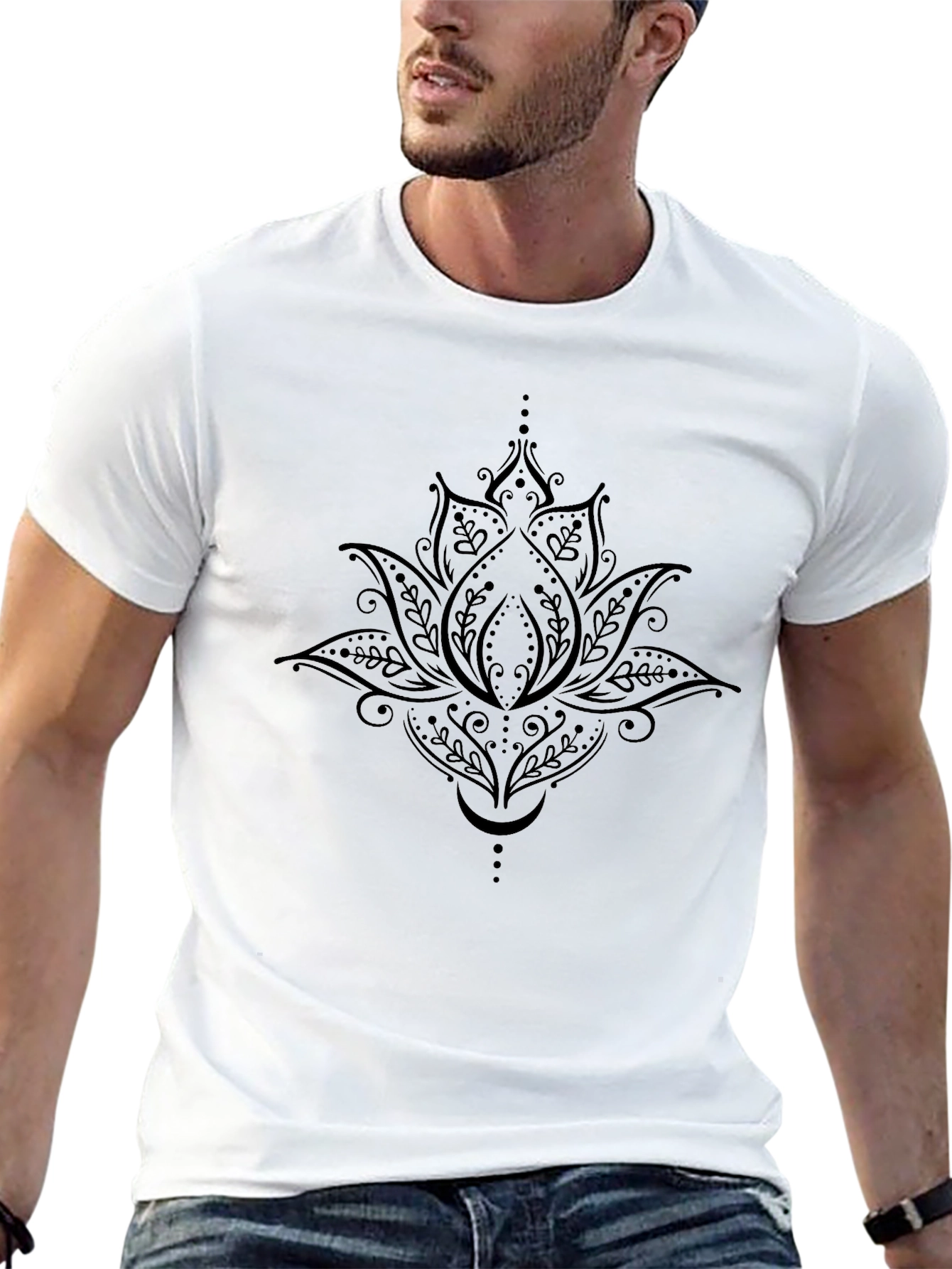 Lotus Mandala Graphic Black T-Shirt