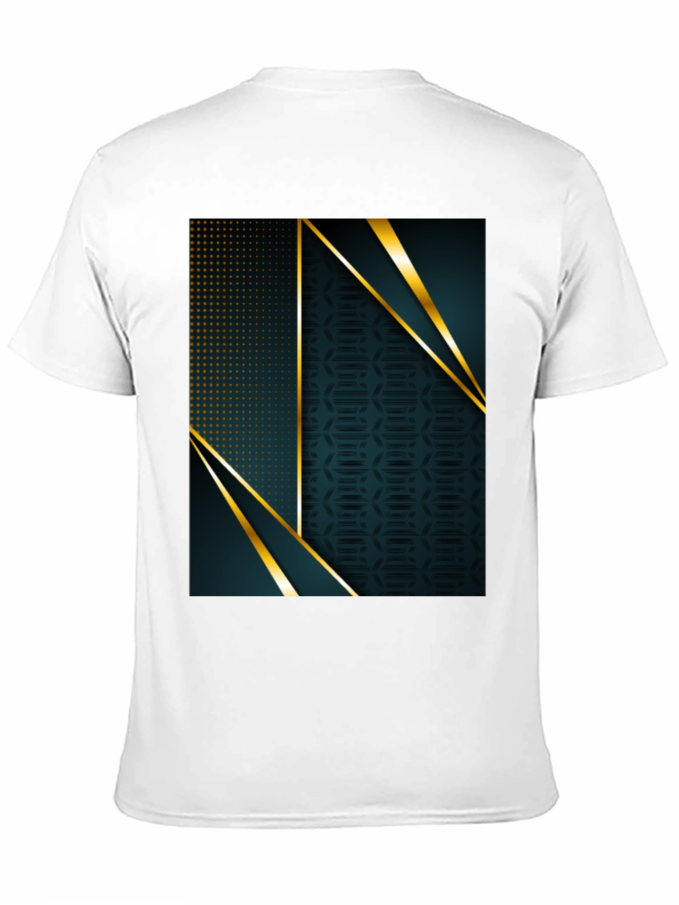Stylish Geometric Gold Accent Black T-Shirt