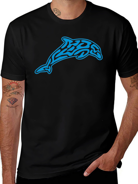 Tribal Dolphin Graphic Black T-Shirt