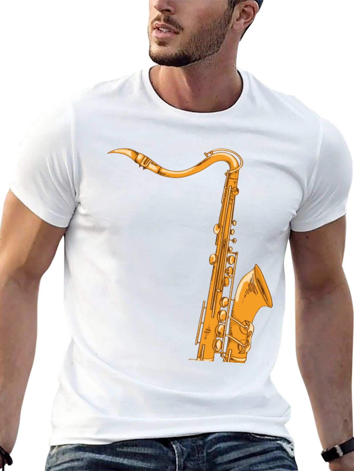 Saxophone Graphic Tee - Music Lover Shirt