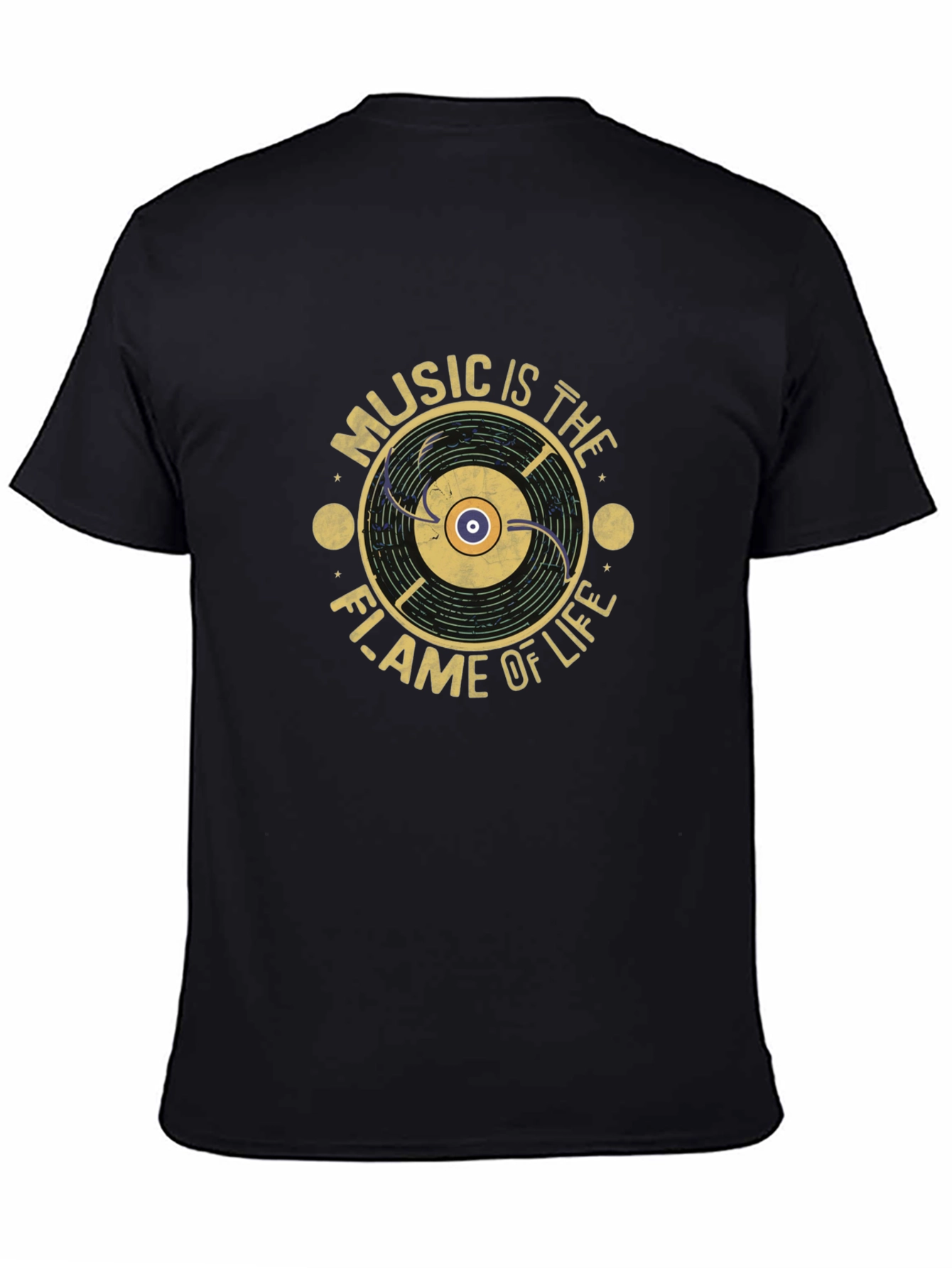 Music is The Flame of Life T-Shirt - Black
