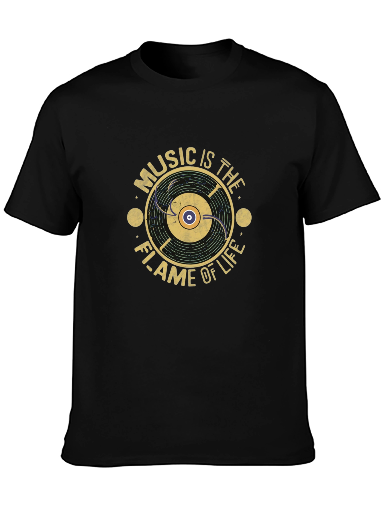 Music is The Flame of Life T-Shirt - Black