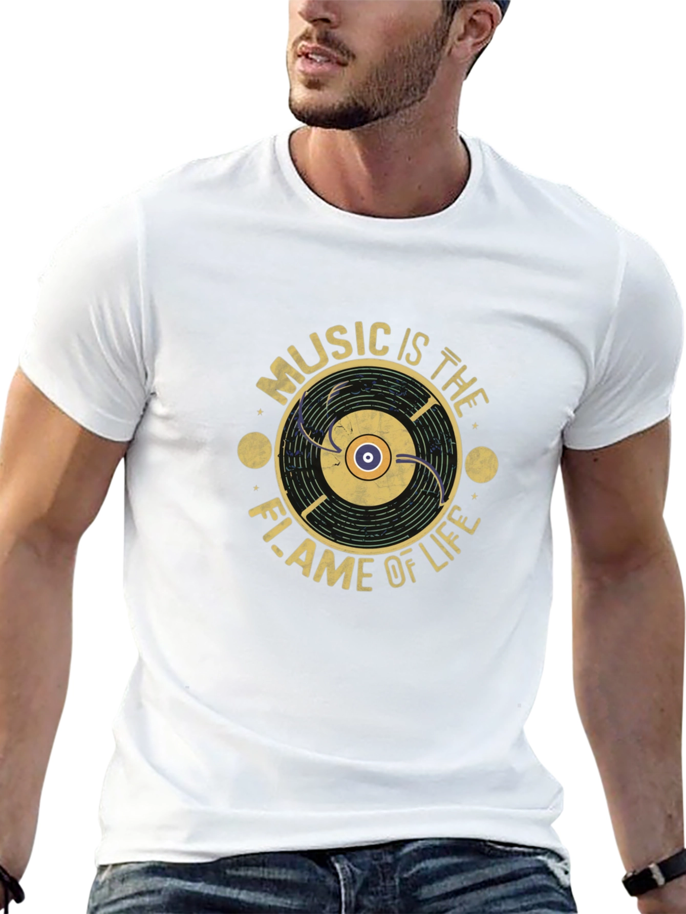 Music is The Flame of Life T-Shirt - Black