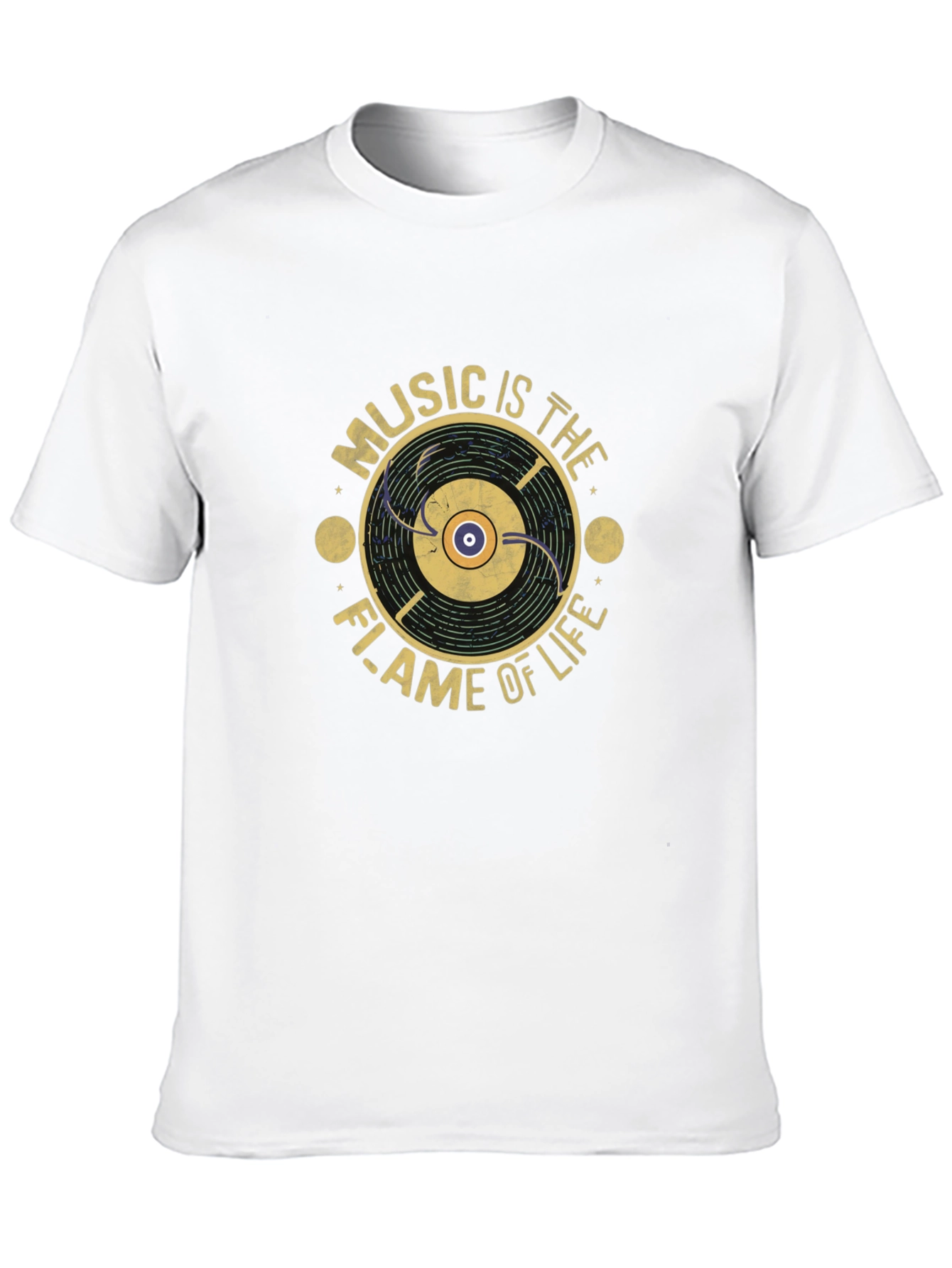 Music is The Flame of Life T-Shirt - Black