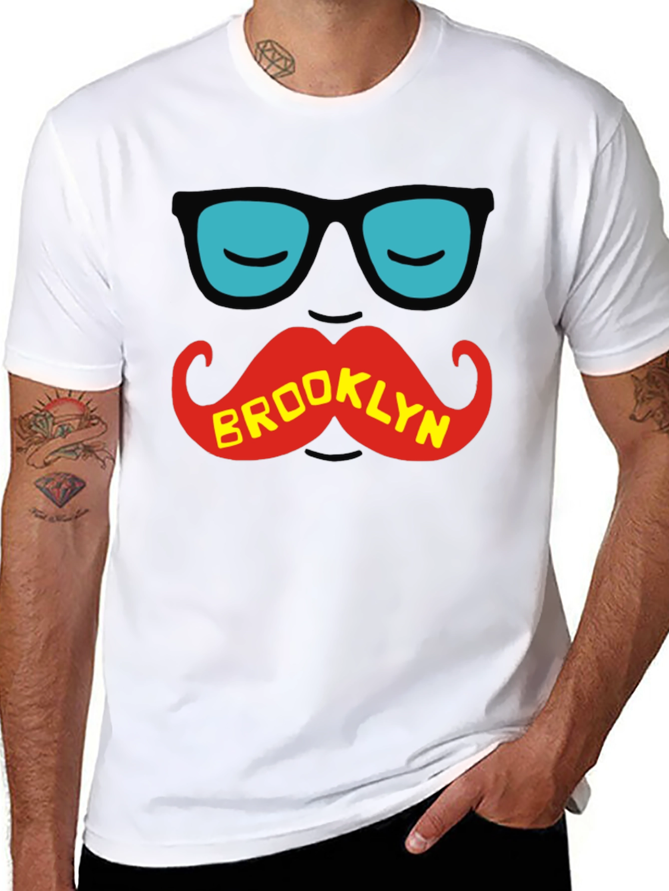 Brooklyn Mustache T-Shirt - Cool Graphic Tee