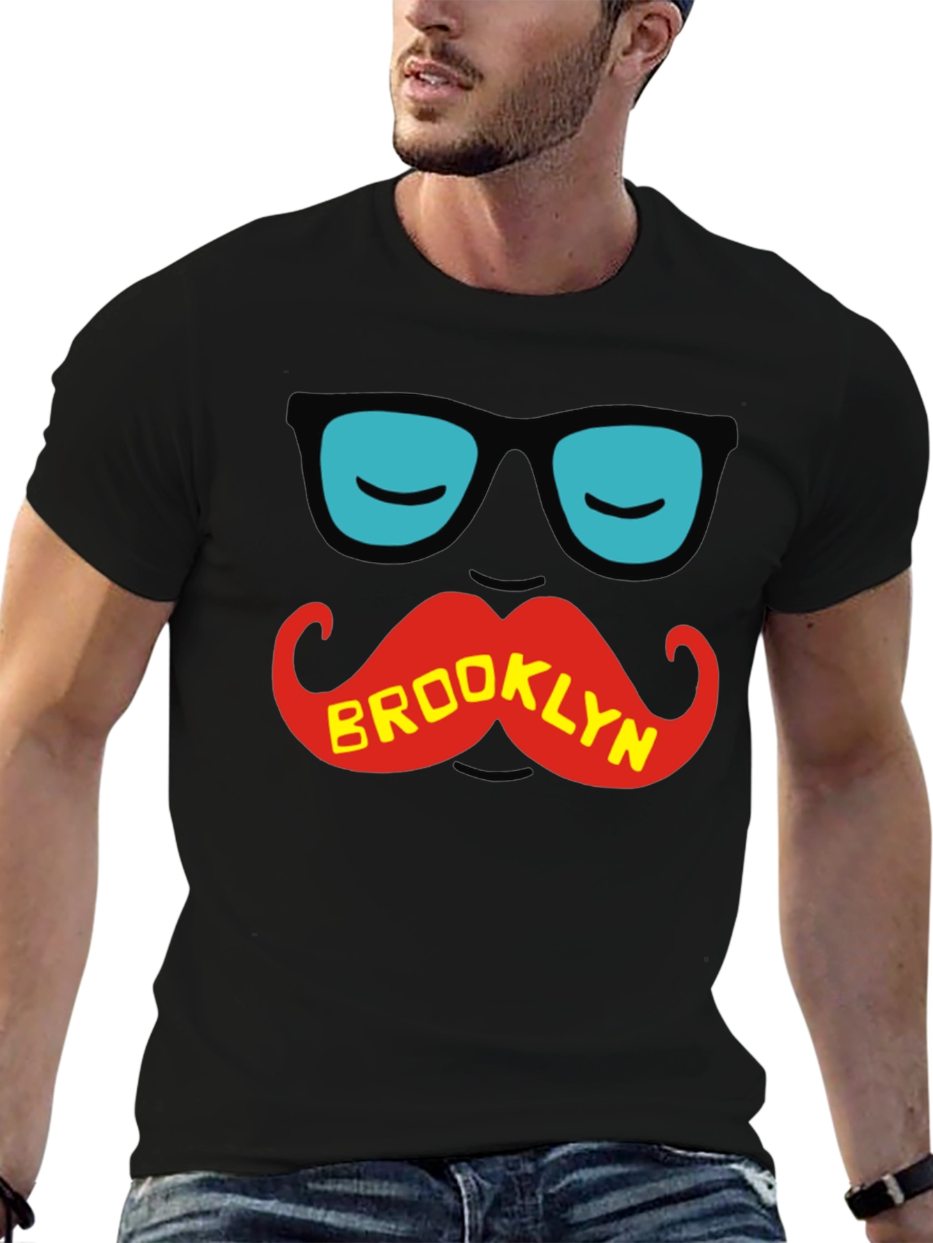 Brooklyn Mustache T-Shirt - Cool Graphic Tee