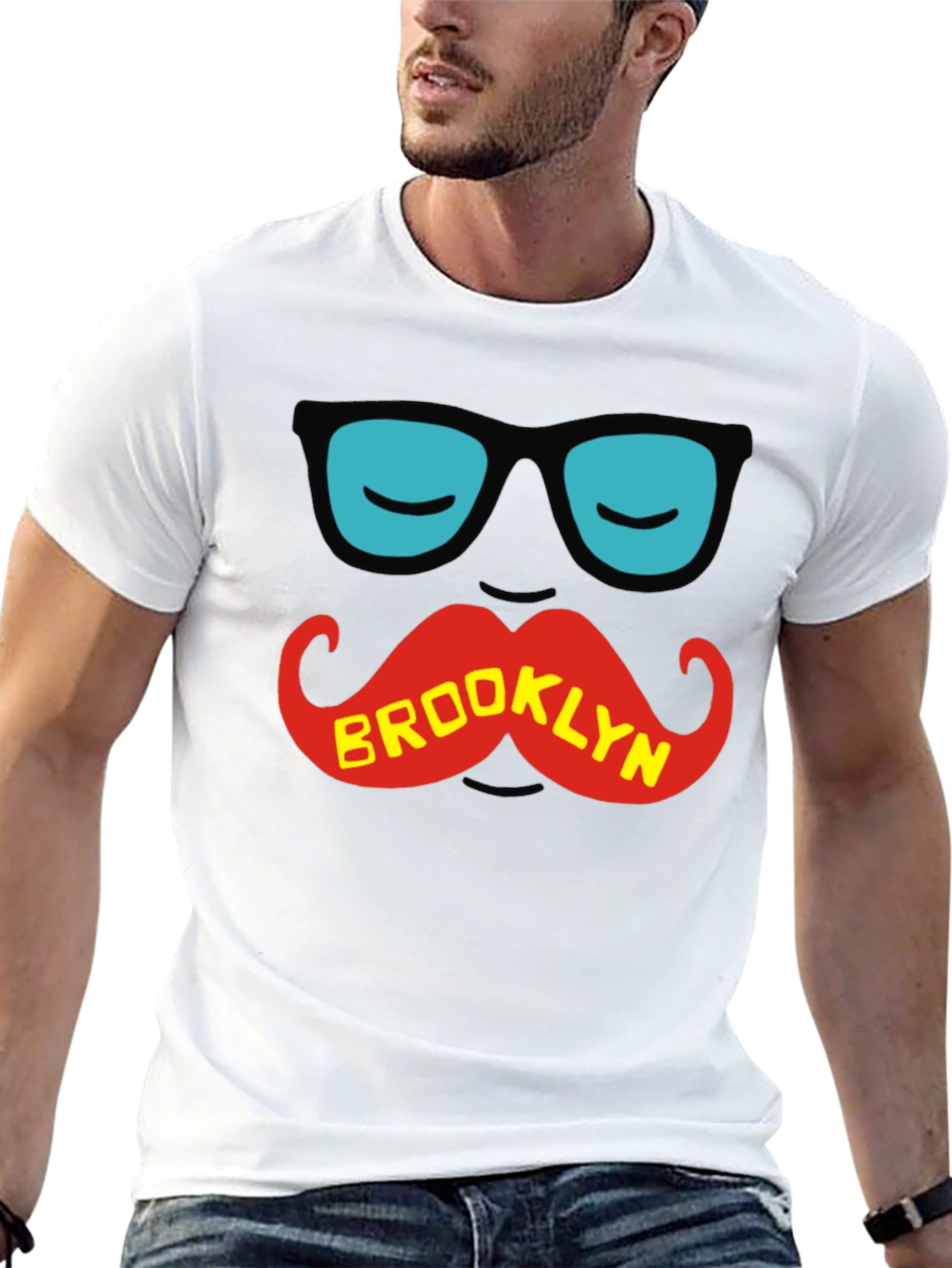 Brooklyn Mustache T-Shirt - Cool Graphic Tee
