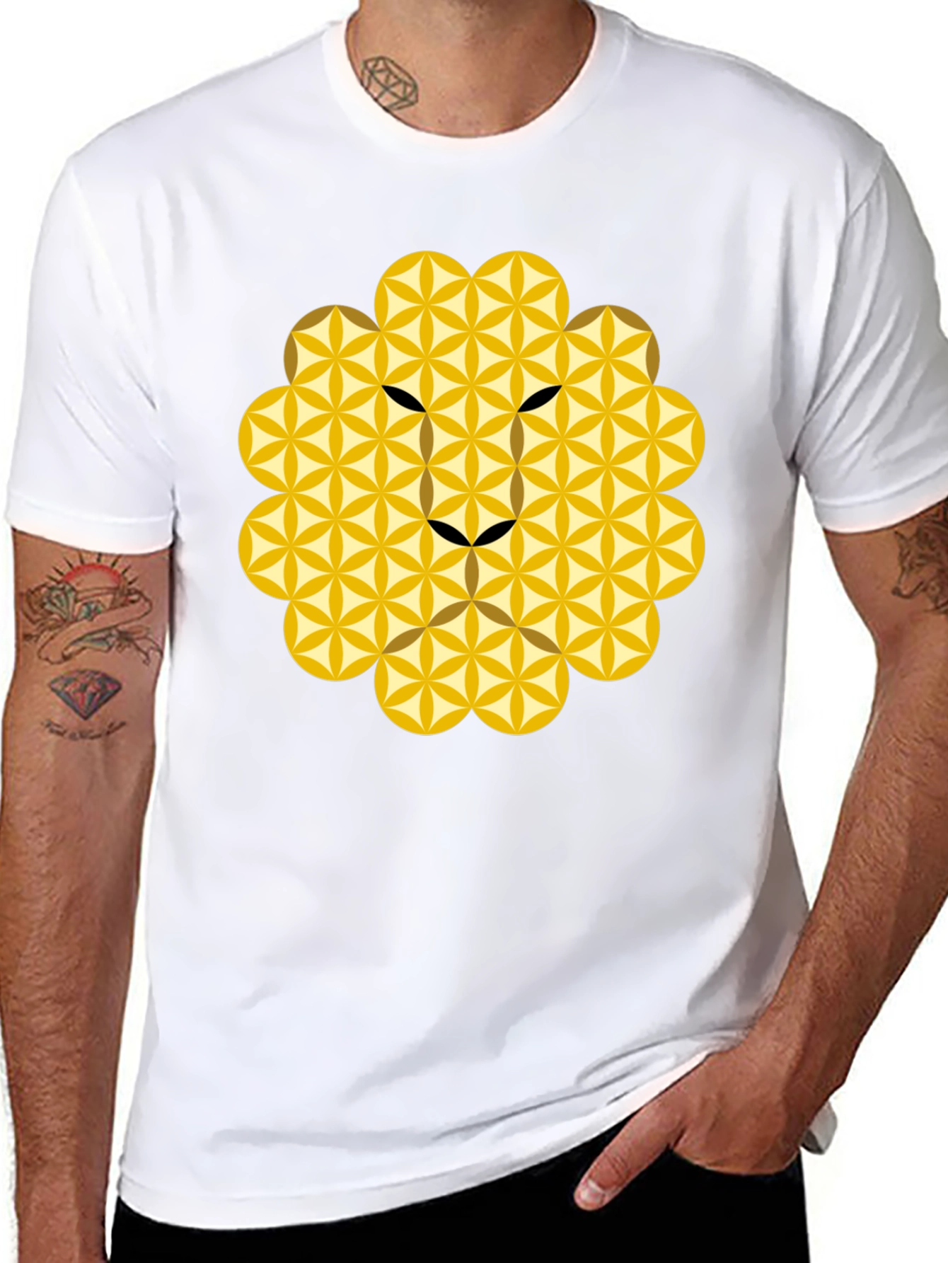 Geometric Lion Head Tee - Black