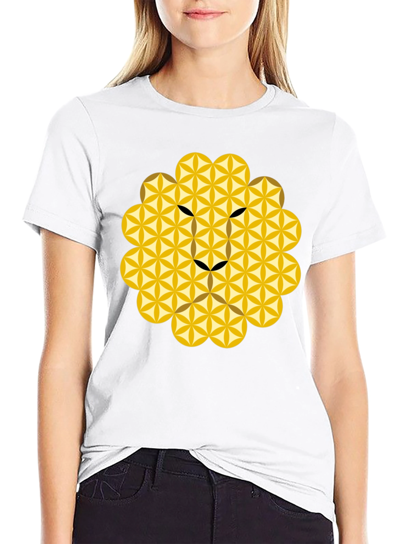 Geometric Lion Head Tee - Black
