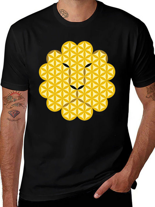 Geometric Lion Head Tee - Black