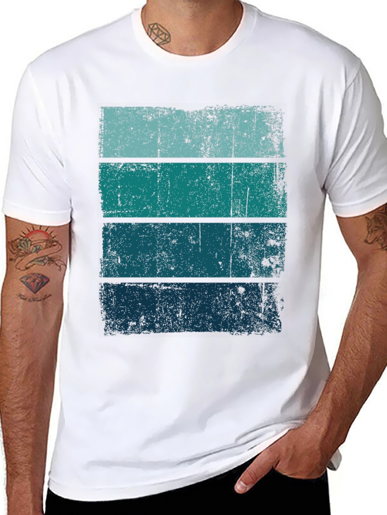 Retro Striped Tee - Distressed Graphic T-Shirt