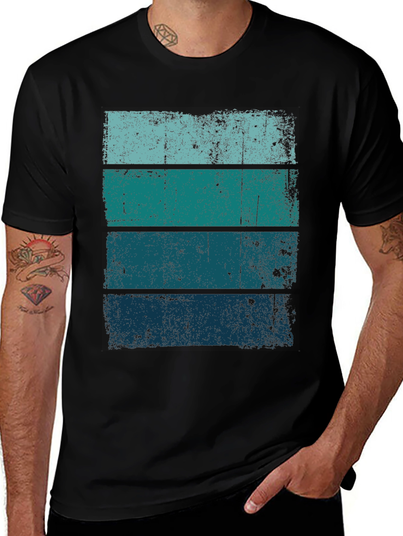 Retro Striped Tee - Distressed Graphic T-Shirt