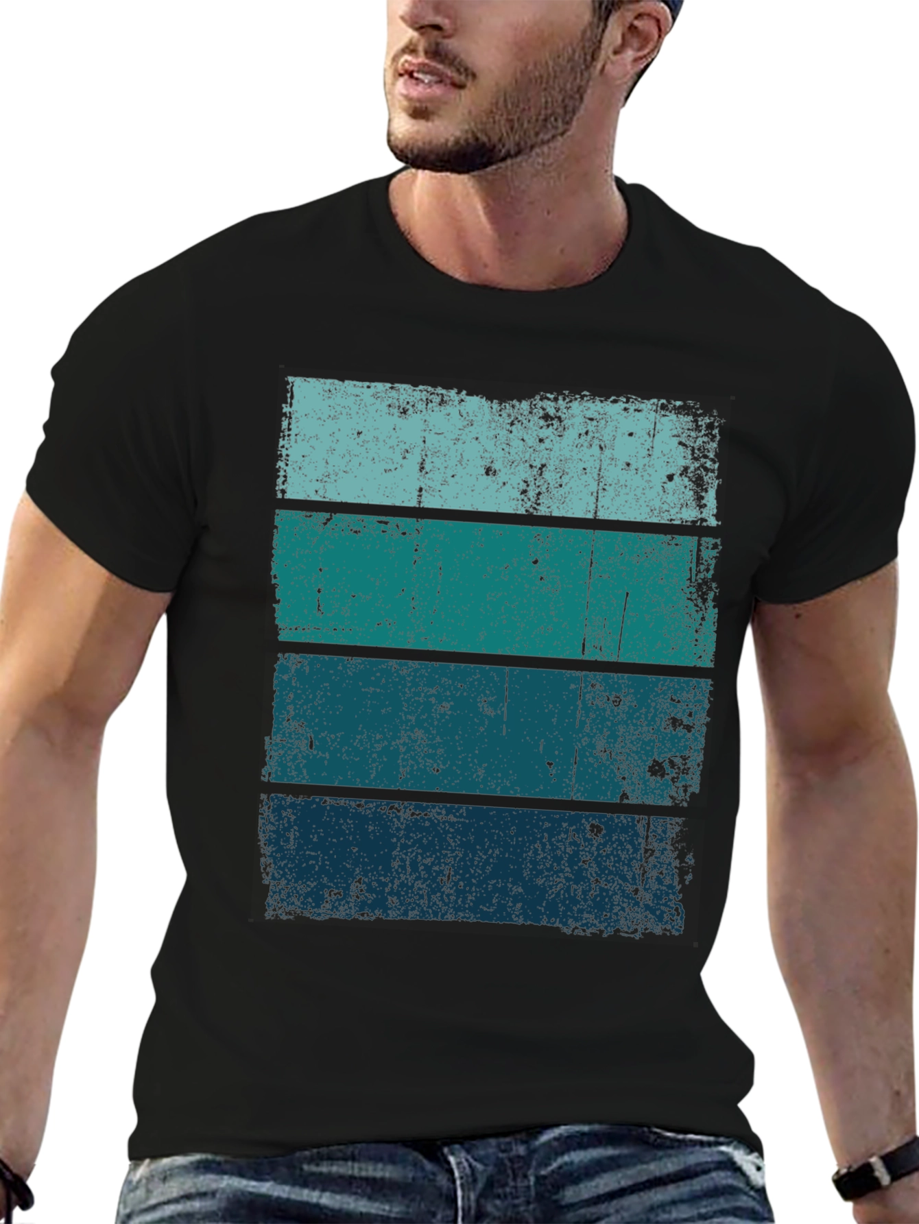 Retro Striped Tee - Distressed Graphic T-Shirt