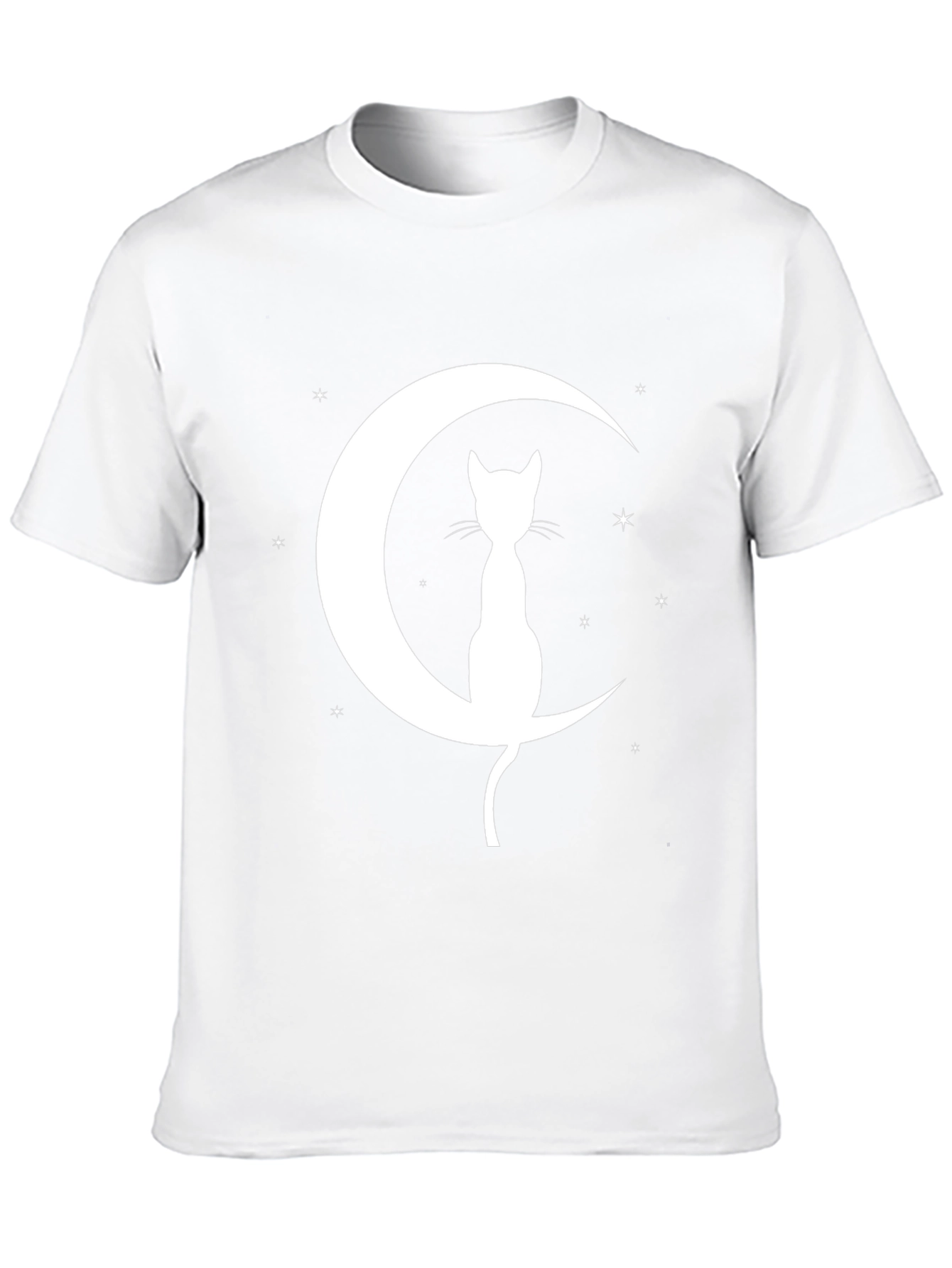 Cat on Moon Graphic Tee - Black Cotton Blend