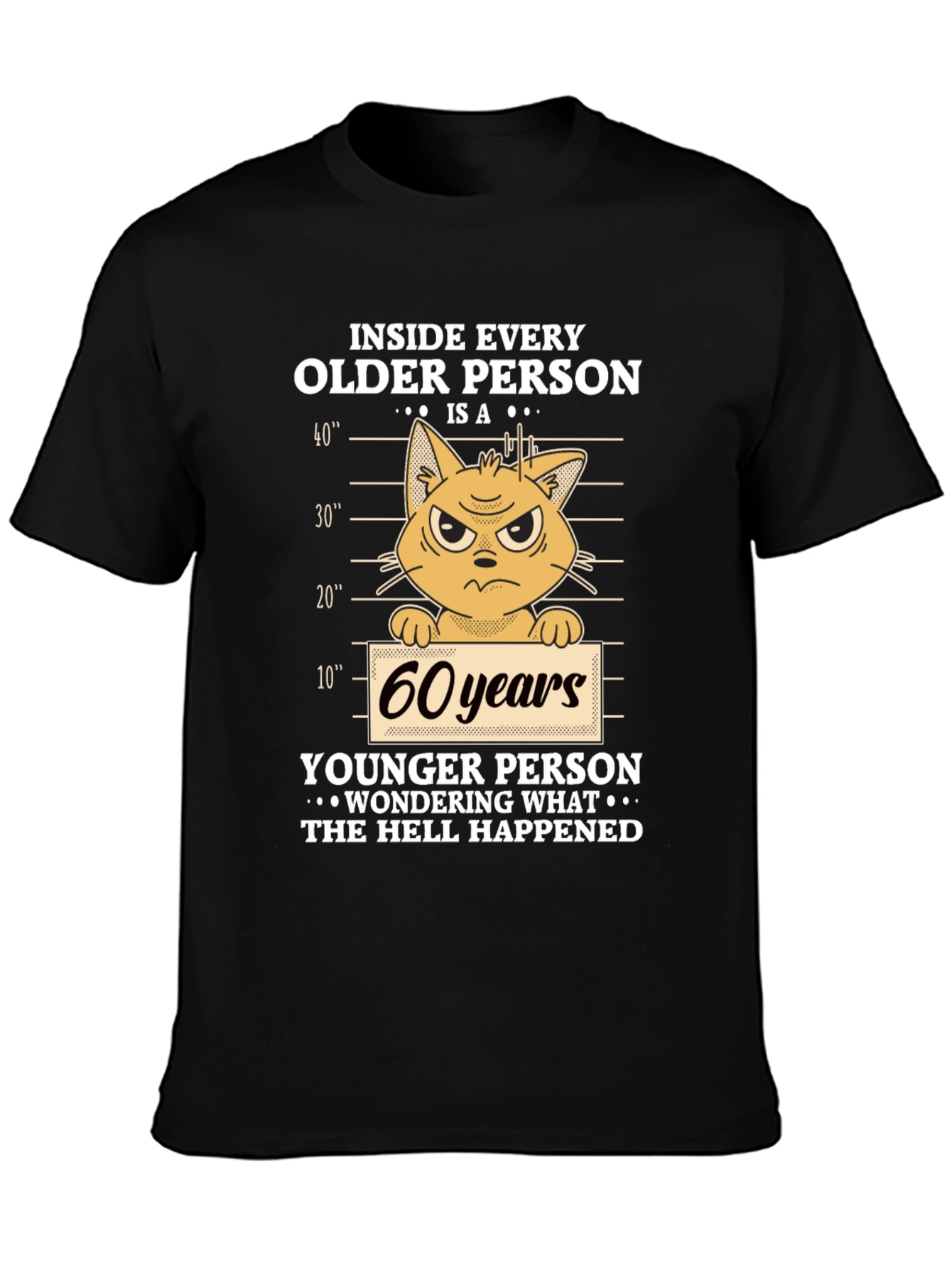 Funny 60 Years Old Cat Mugshot T-Shirt
