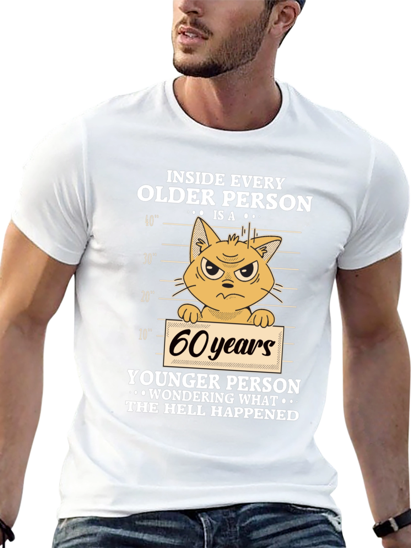 Funny 60 Years Old Cat Mugshot T-Shirt