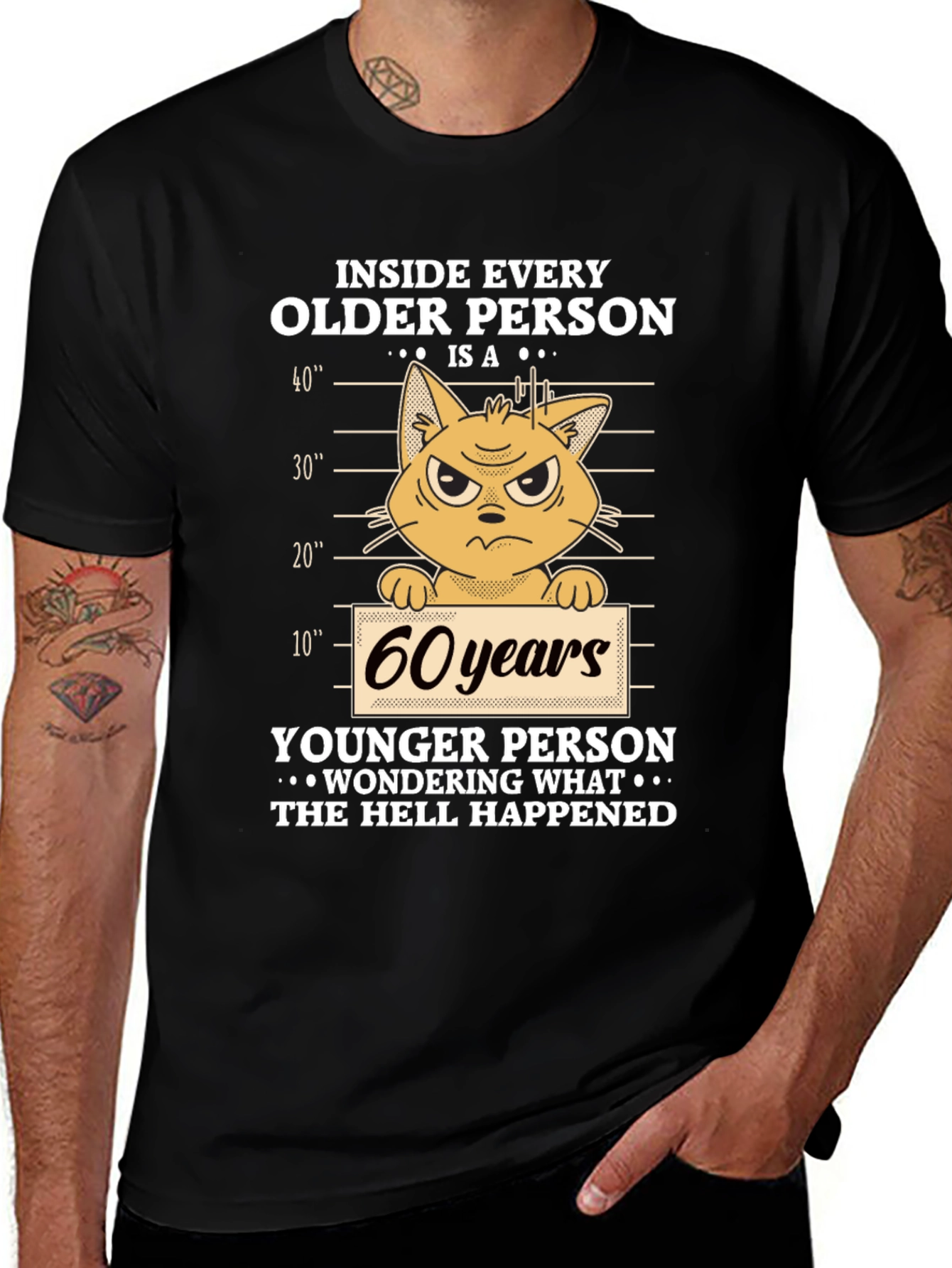 Funny 60 Years Old Cat Mugshot T-Shirt