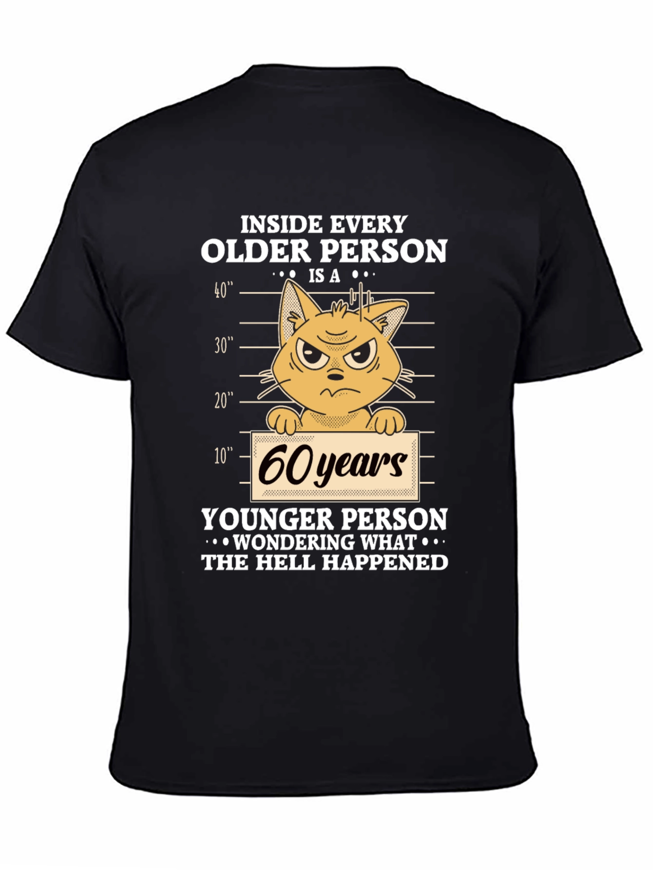 Funny 60 Years Old Cat Mugshot T-Shirt