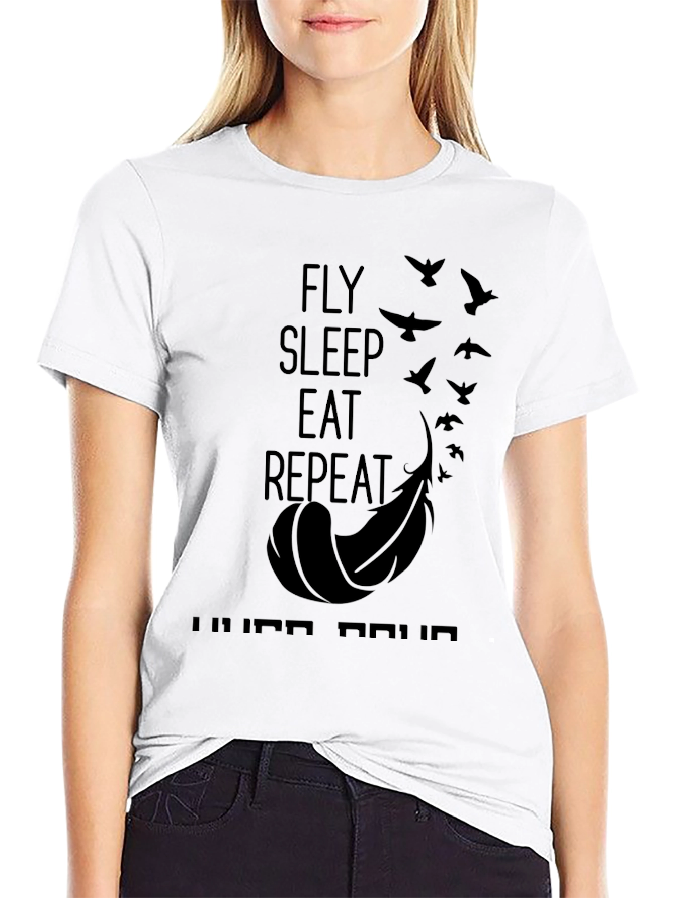 Fly Sleep Eat Repeat Black T-Shirt