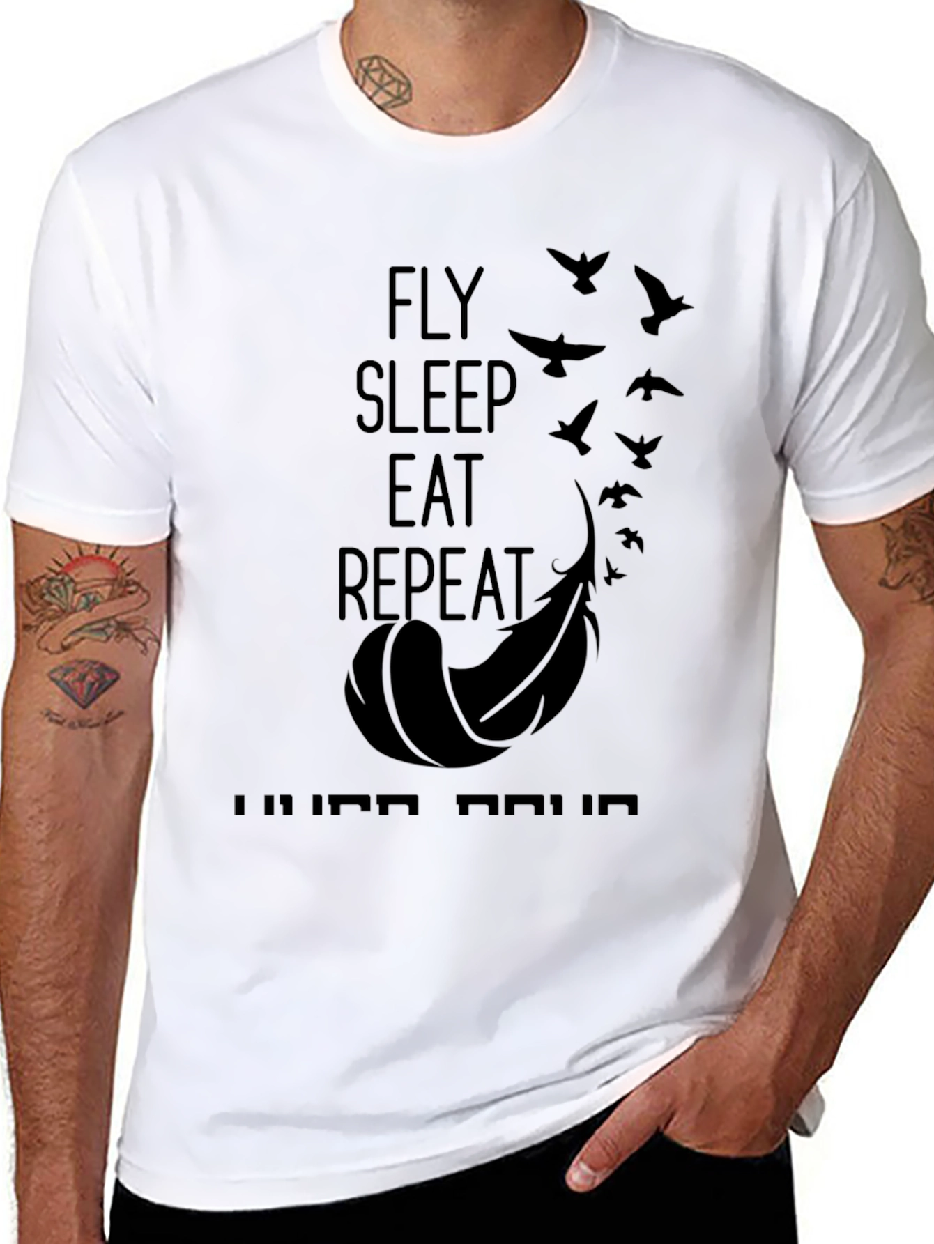 Fly Sleep Eat Repeat Black T-Shirt