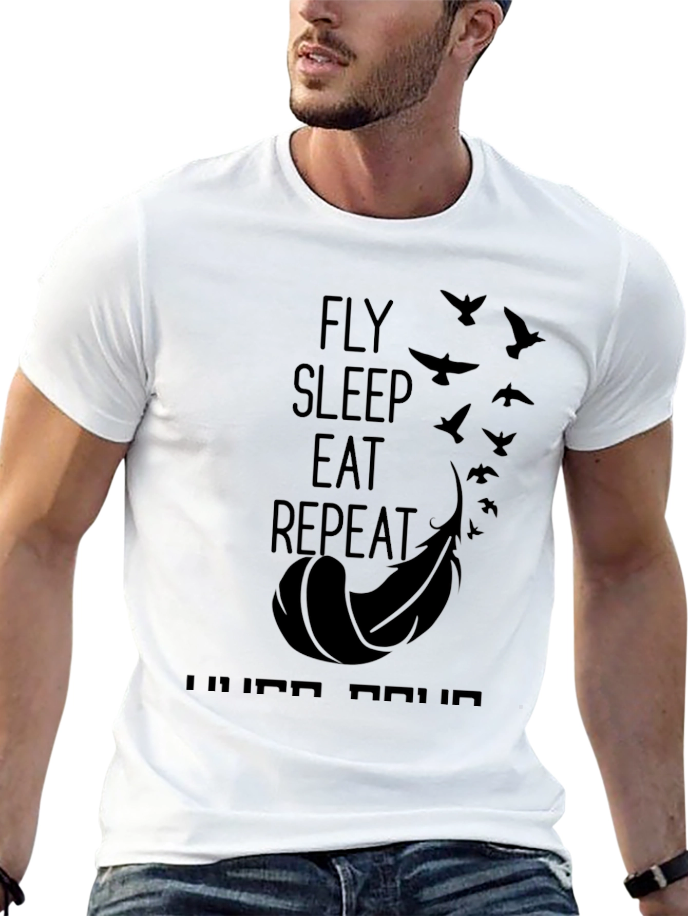 Fly Sleep Eat Repeat Black T-Shirt