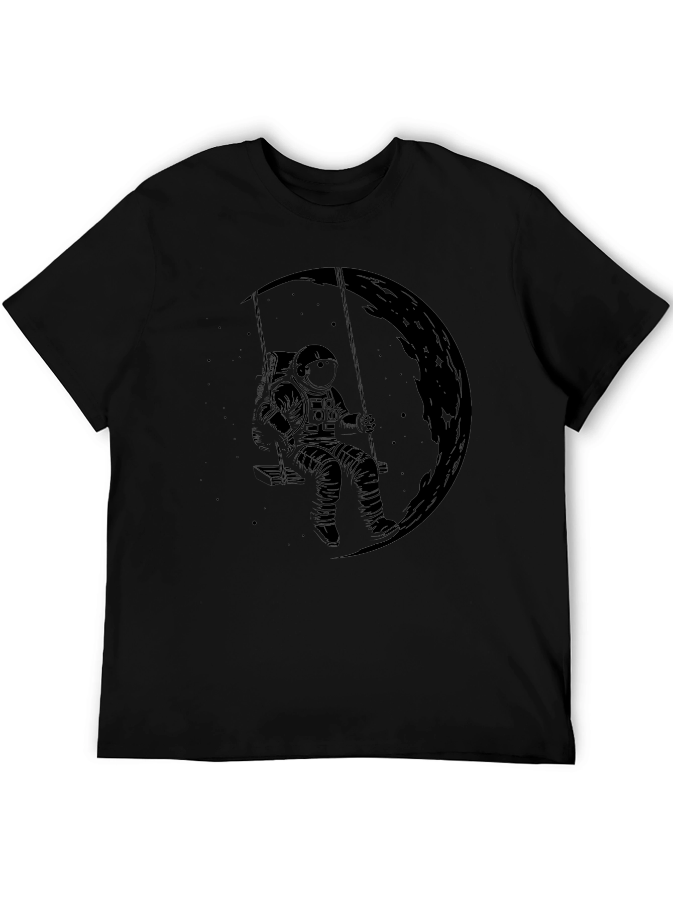 Astronaut Moon Swing Graphic T-Shirt - Black
