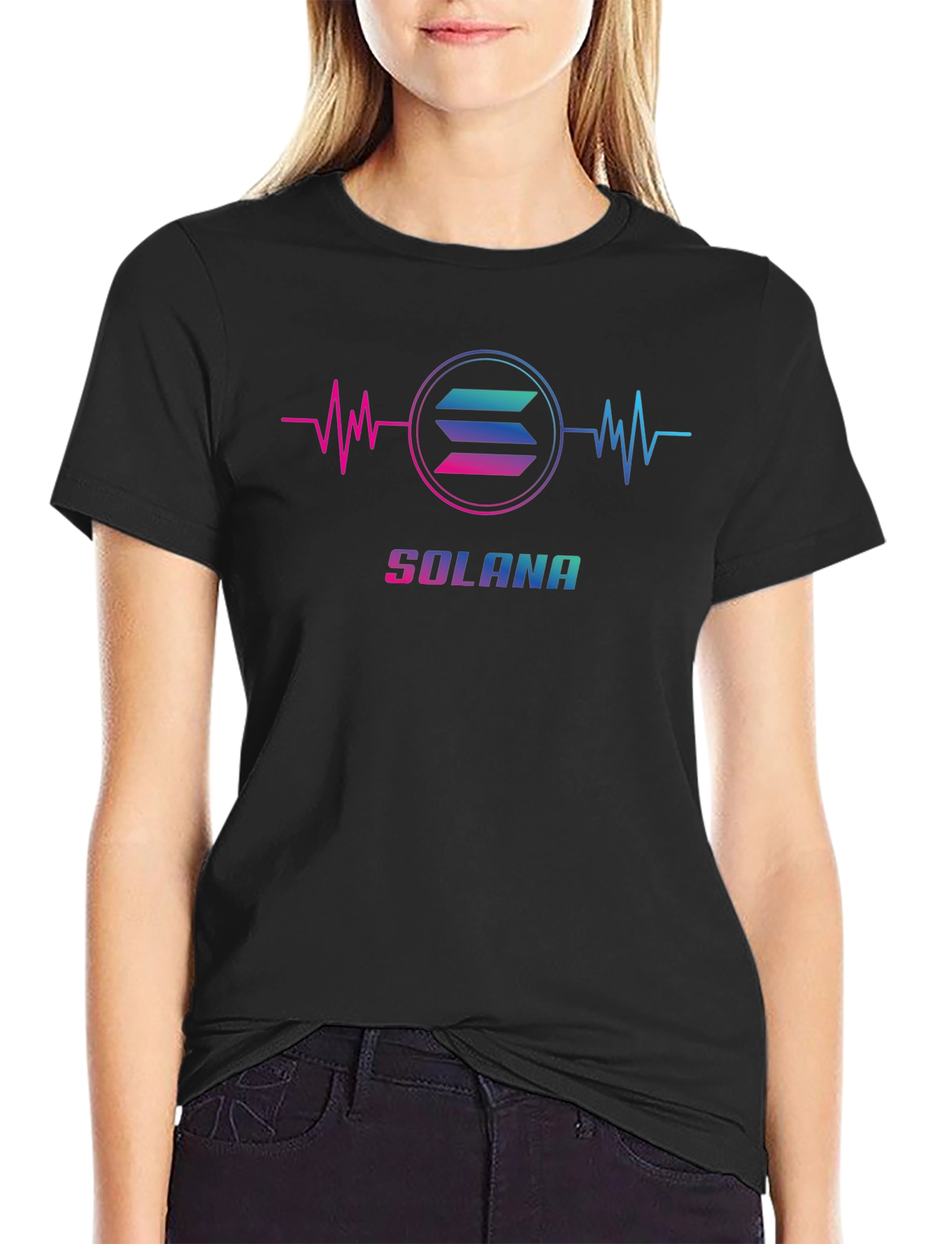 Solana Cryptocurrency T-Shirt - Heartbeat Design