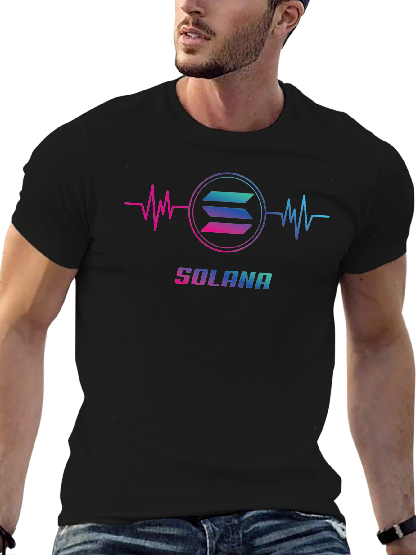 Solana Cryptocurrency T-Shirt - Heartbeat Design