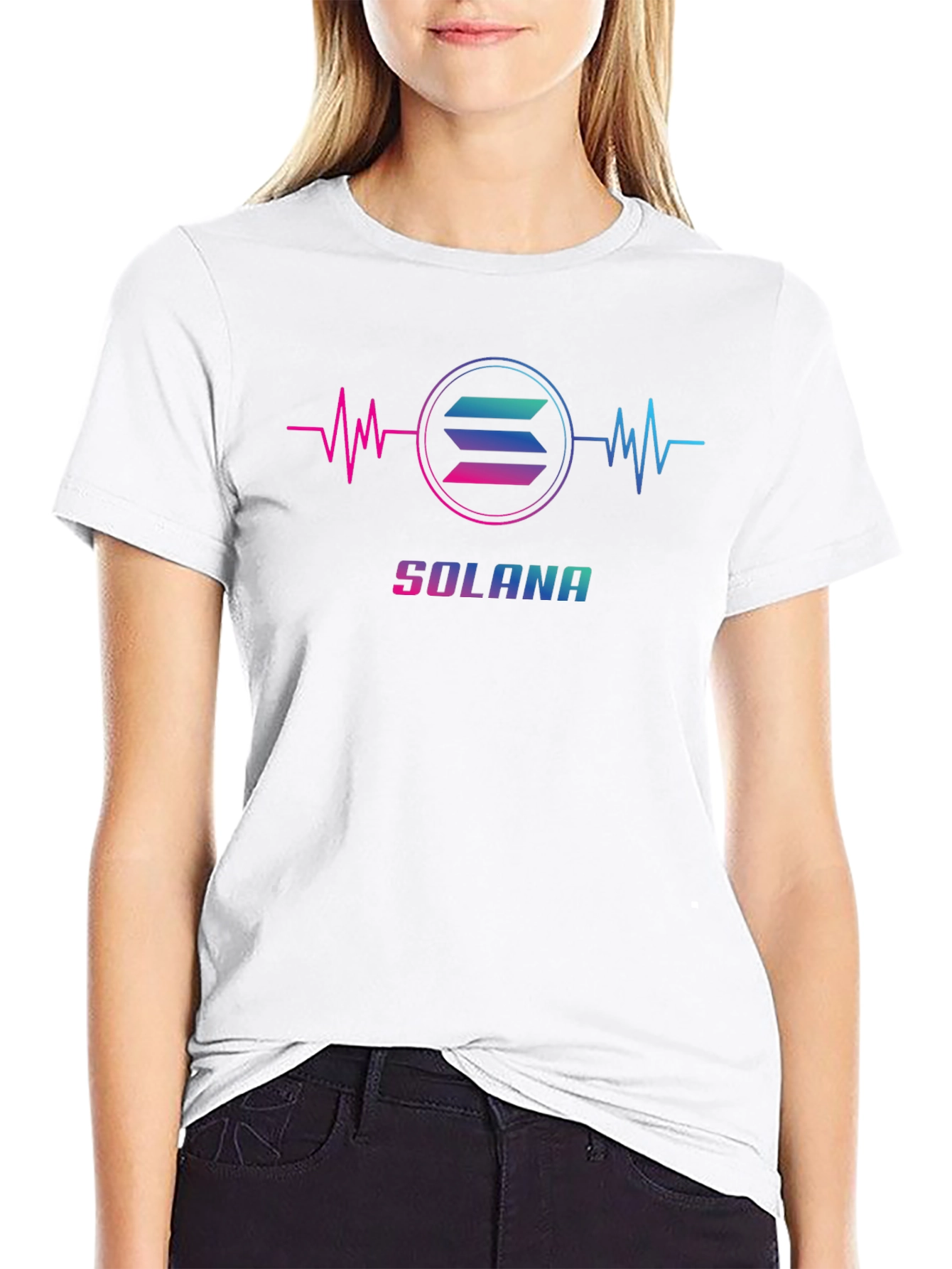Solana Cryptocurrency T-Shirt - Heartbeat Design
