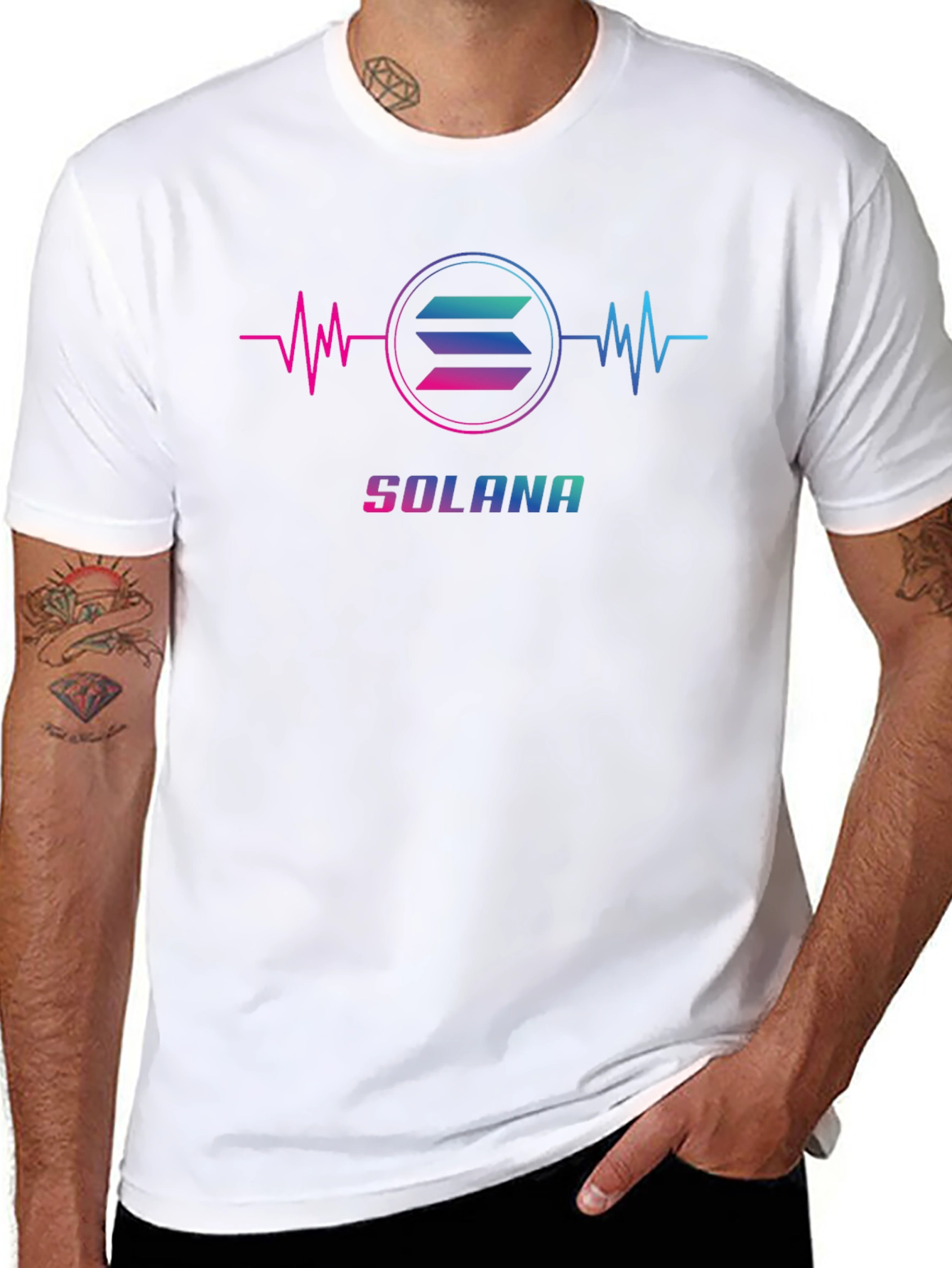 Solana Cryptocurrency T-Shirt - Heartbeat Design