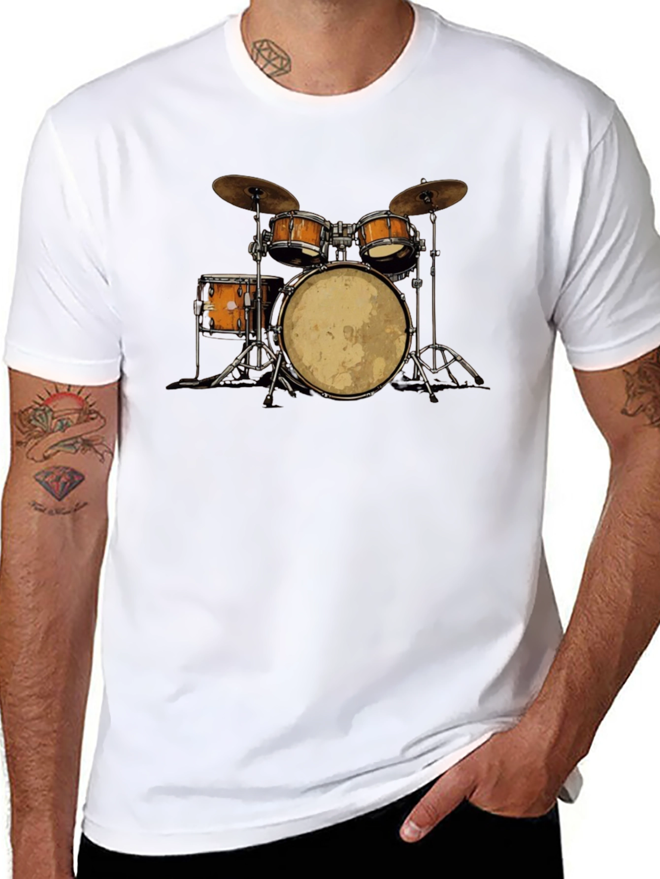 Drum Kit Graphic Tee - Music Lovers T-Shirt