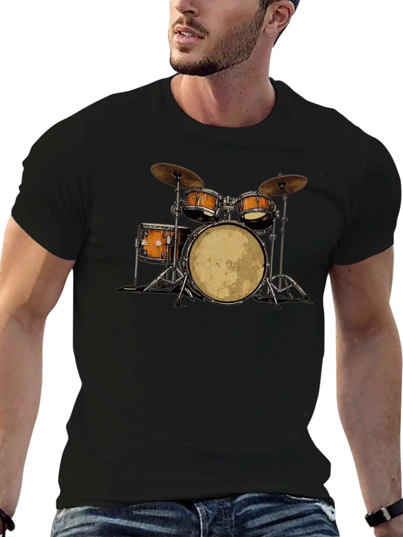 Drum Kit Graphic Tee - Music Lovers T-Shirt