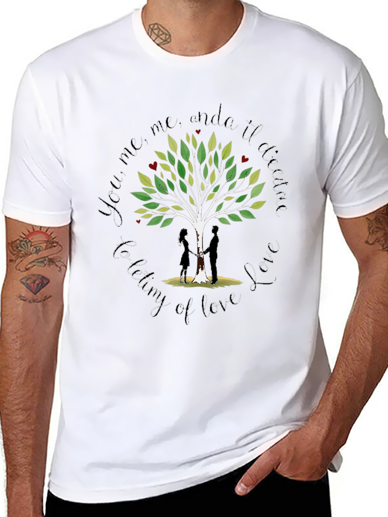 Romantic Tree of Love Graphic T-Shirt