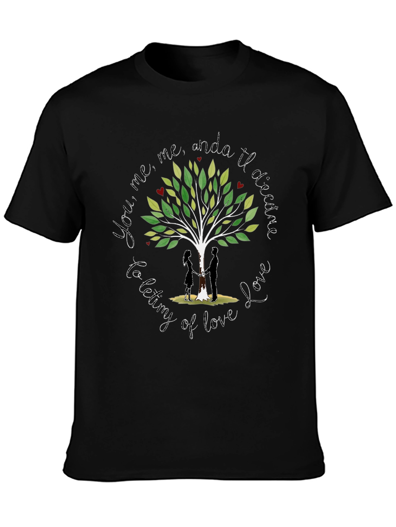 Romantic Tree of Love Graphic T-Shirt