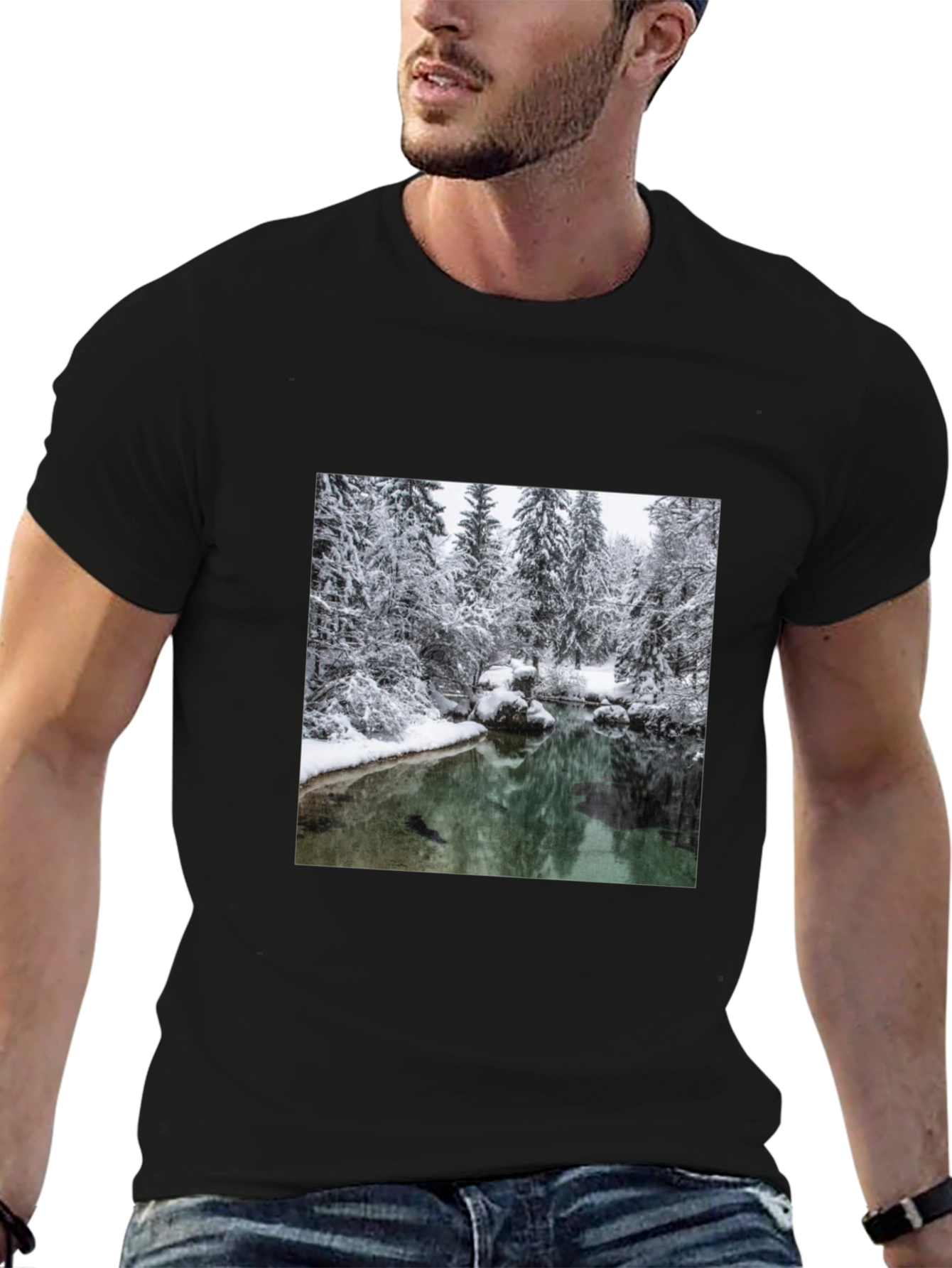 Winter Landscape Graphic Tee - Black