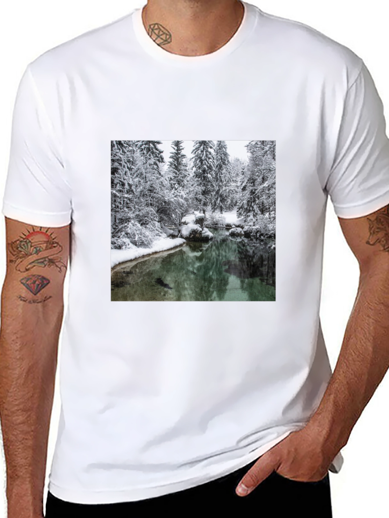 Winter Landscape Graphic Tee - Black