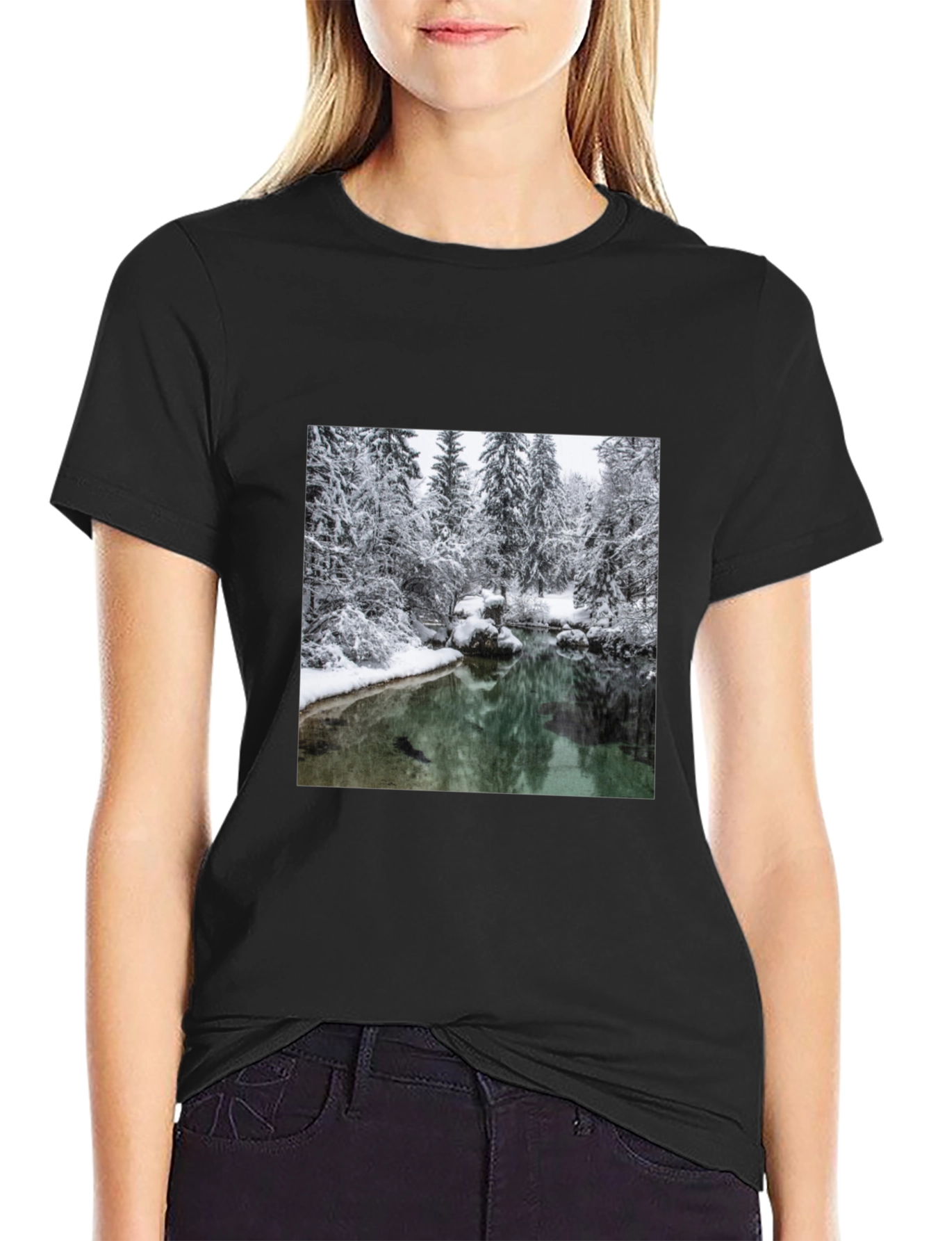 Winter Landscape Graphic Tee - Black